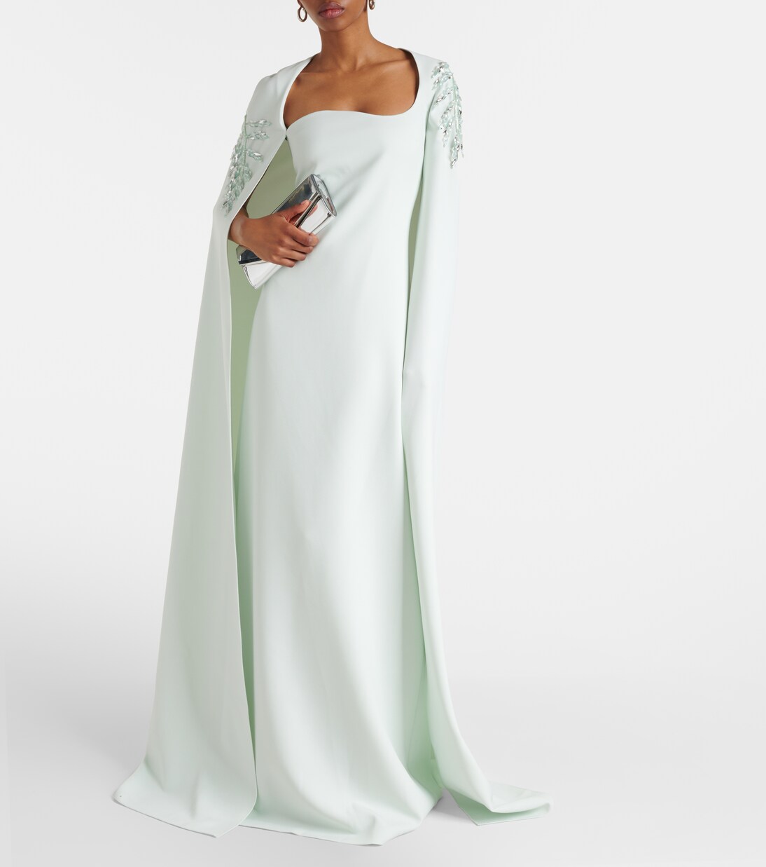 Robe longue Mattia en crêpe à ornements | Safiyaa