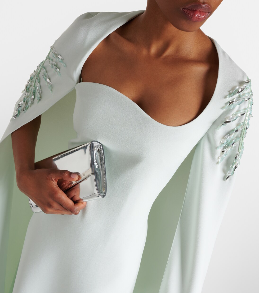 Robe longue Mattia en crêpe à ornements | Safiyaa