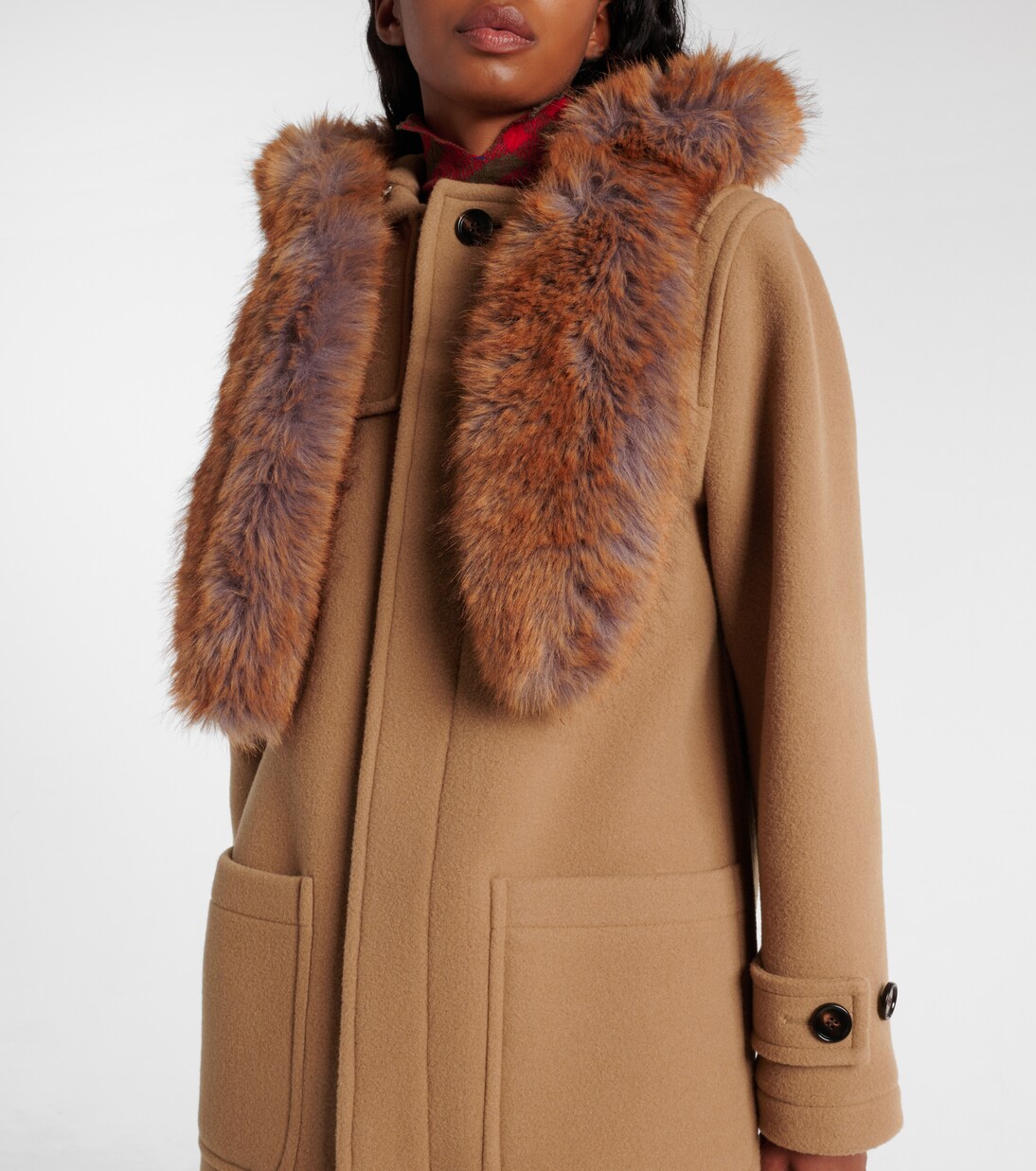 Abrigo de lana con pelo sintético | Burberry