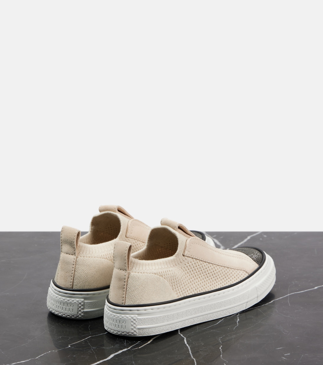 Suede-trimmed canvas sneakers | Brunello Cucinelli