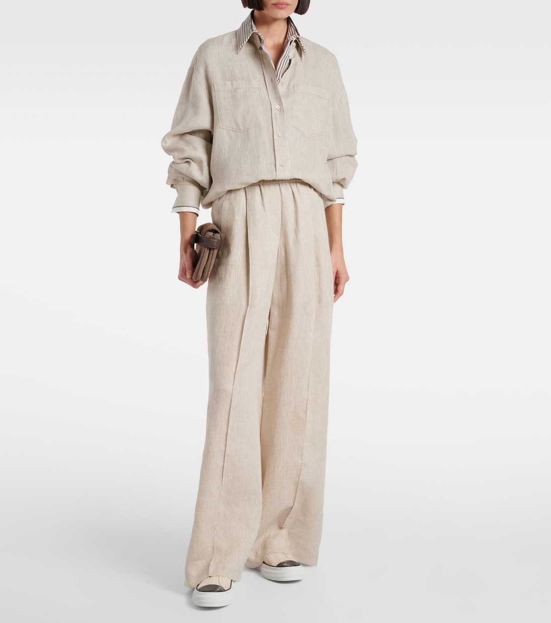 Suede-trimmed canvas sneakers | Brunello Cucinelli