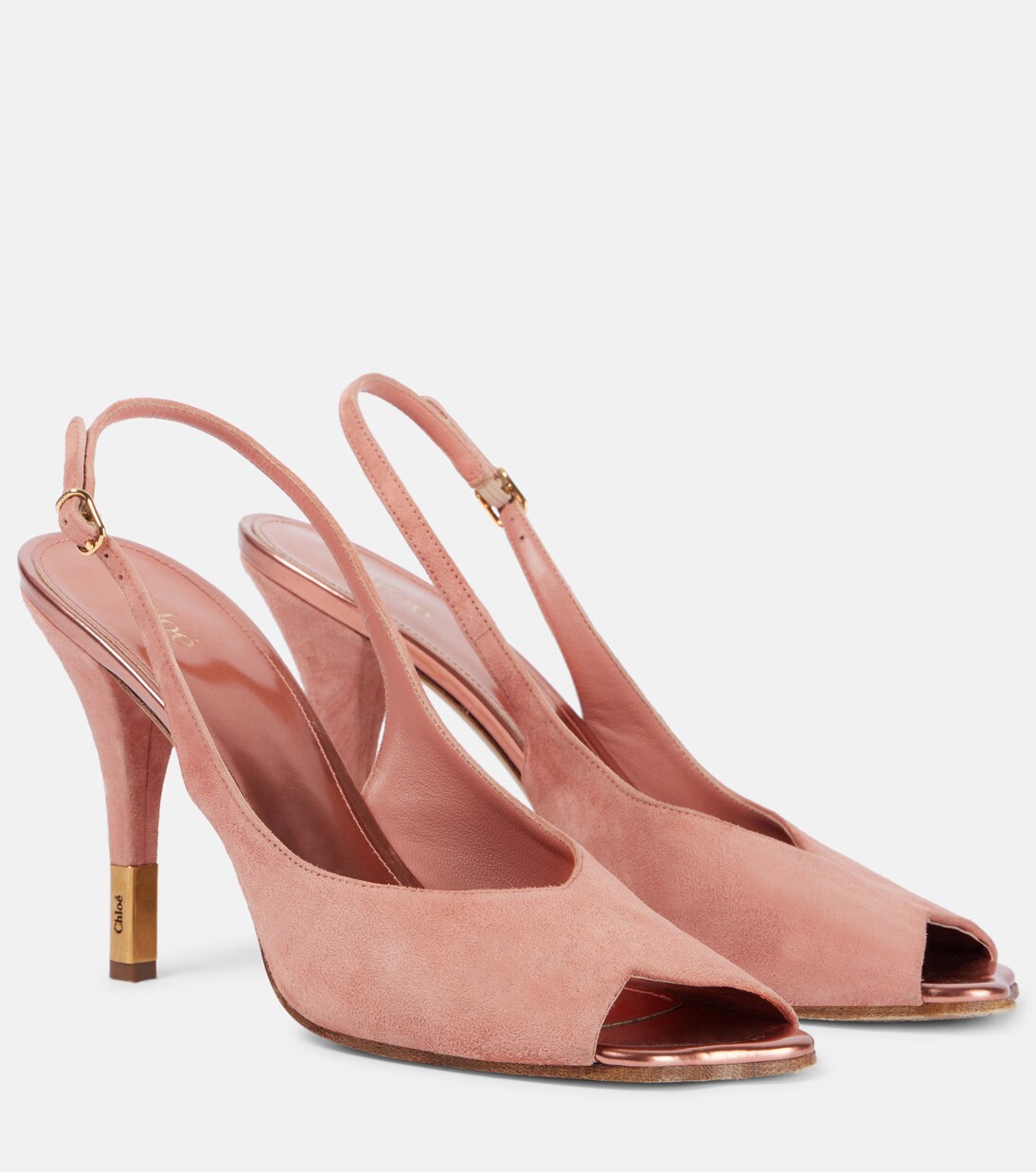 Flower 95 suede peep-toe pumps | Chloé