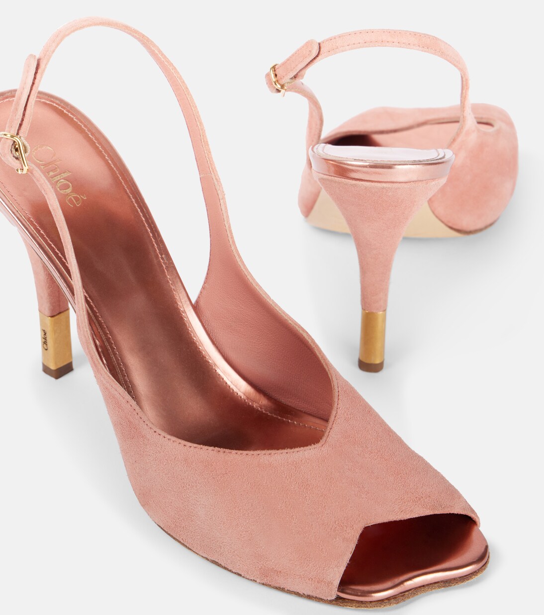 Flower 95 suede peep-toe pumps | Chloé