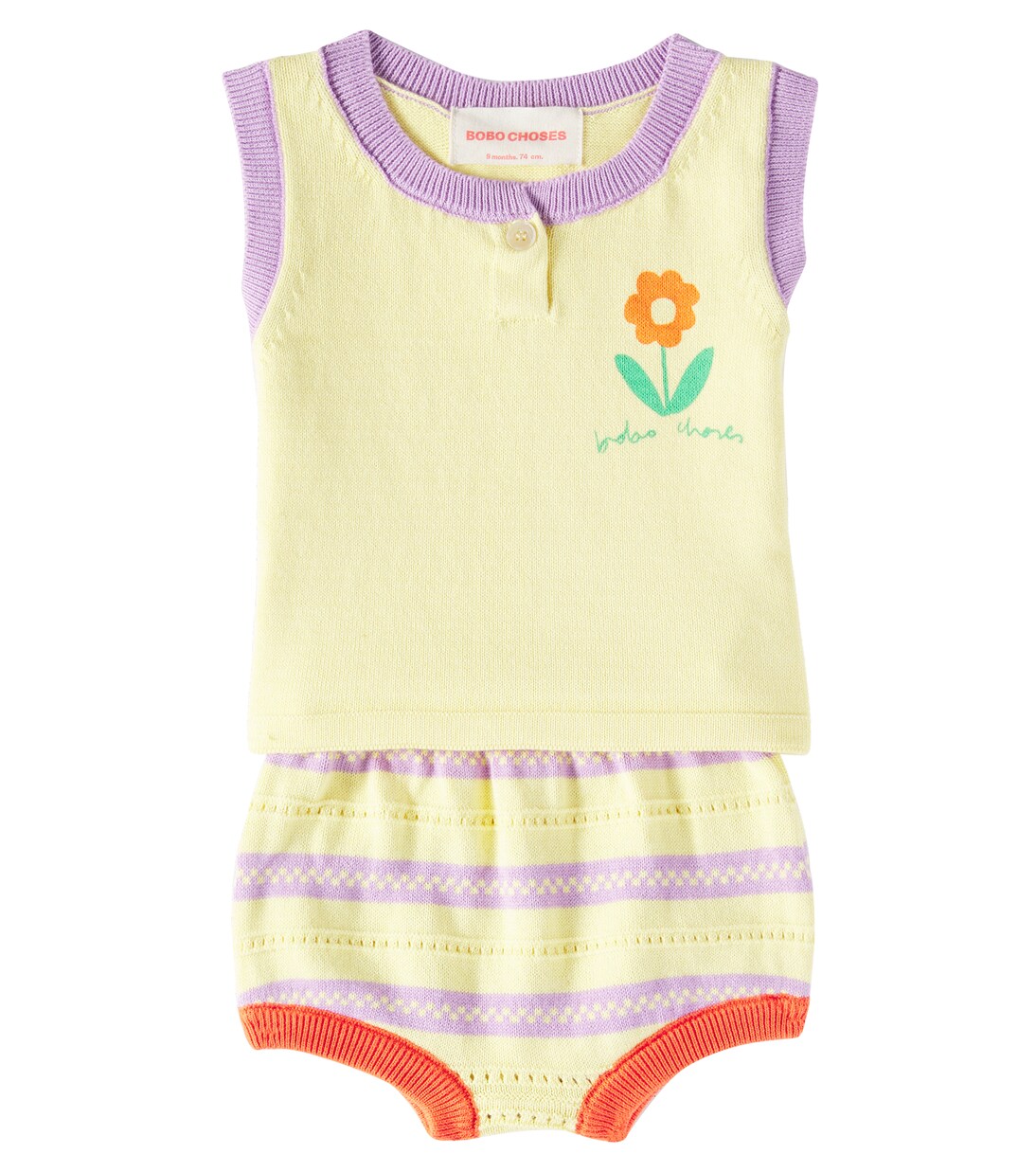 婴幼儿 — Flower棉质上衣与短裤套装 | Bobo Choses
