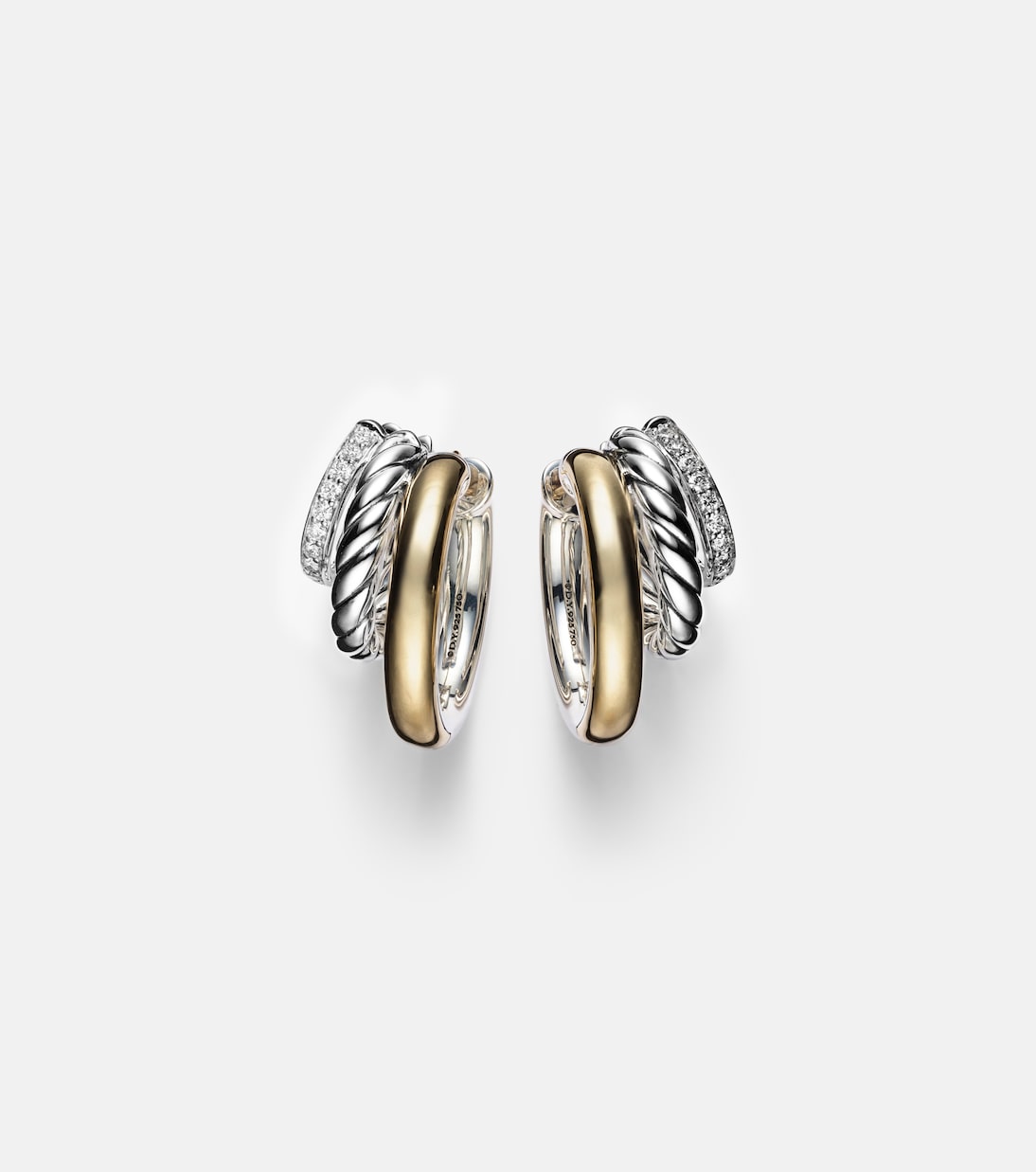 DY Mercer® 18kt gold and sterling silver hoop earrings with diamonds | David Yurman