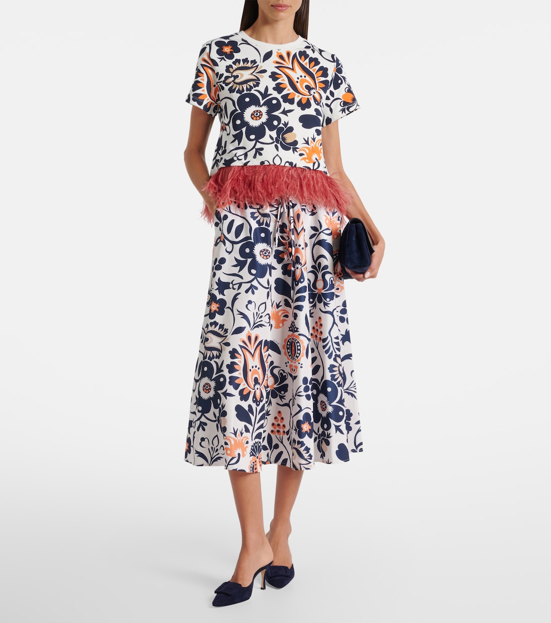 Gonna midi in raso con stampa | La DoubleJ