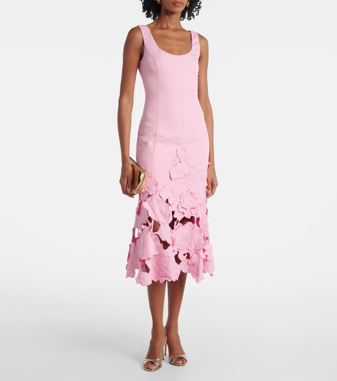 Emily floral-appliqué midi dress | Leo Lin