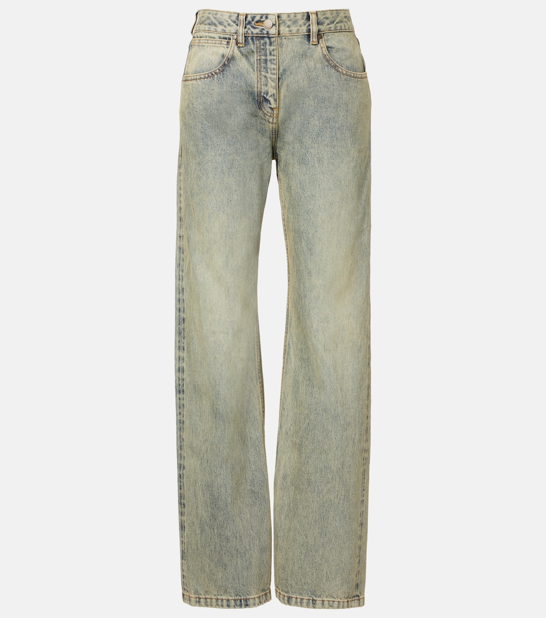 Faded high-rise straight jeans | Entire Studios