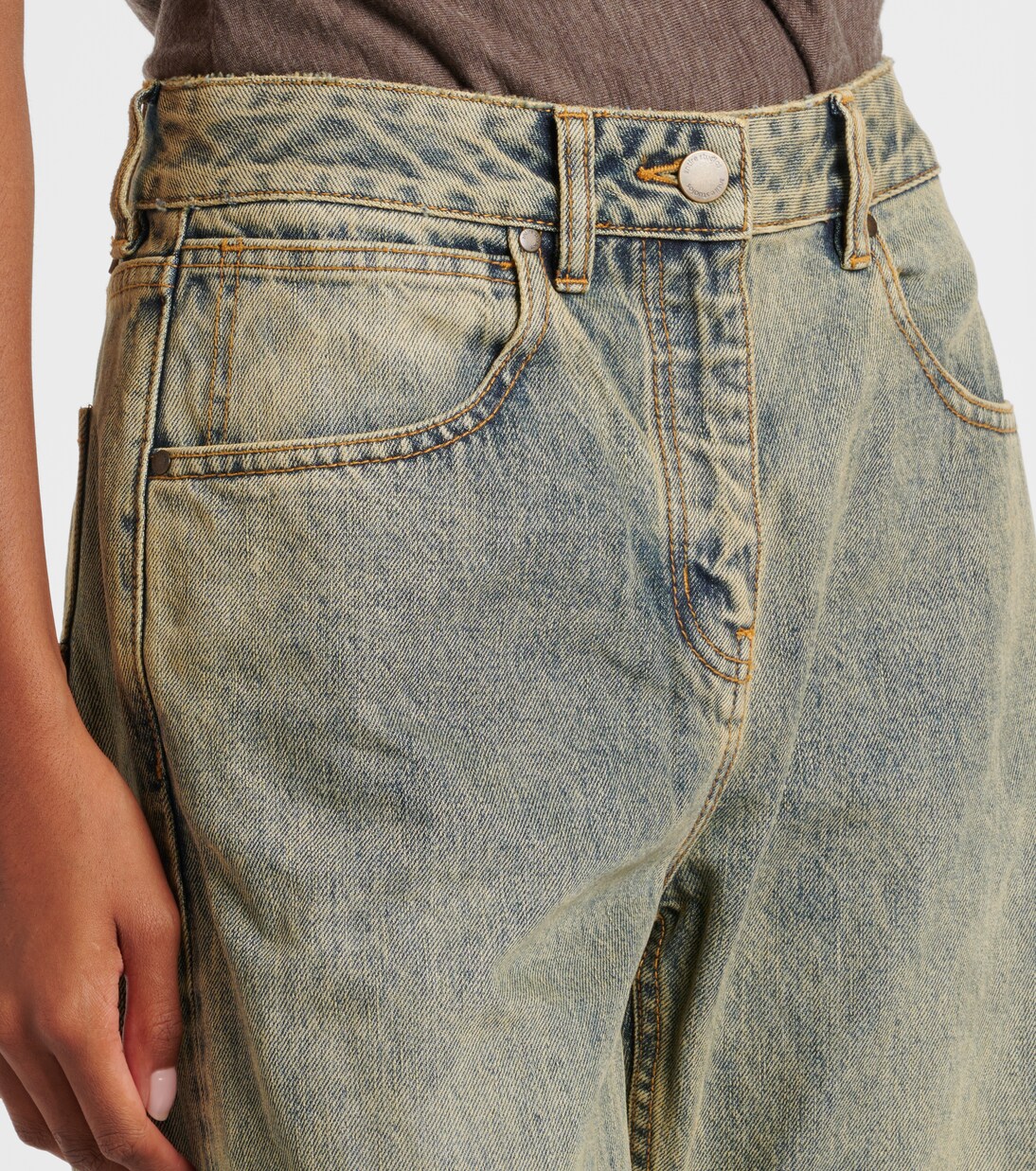 Faded high-rise straight jeans | Entire Studios