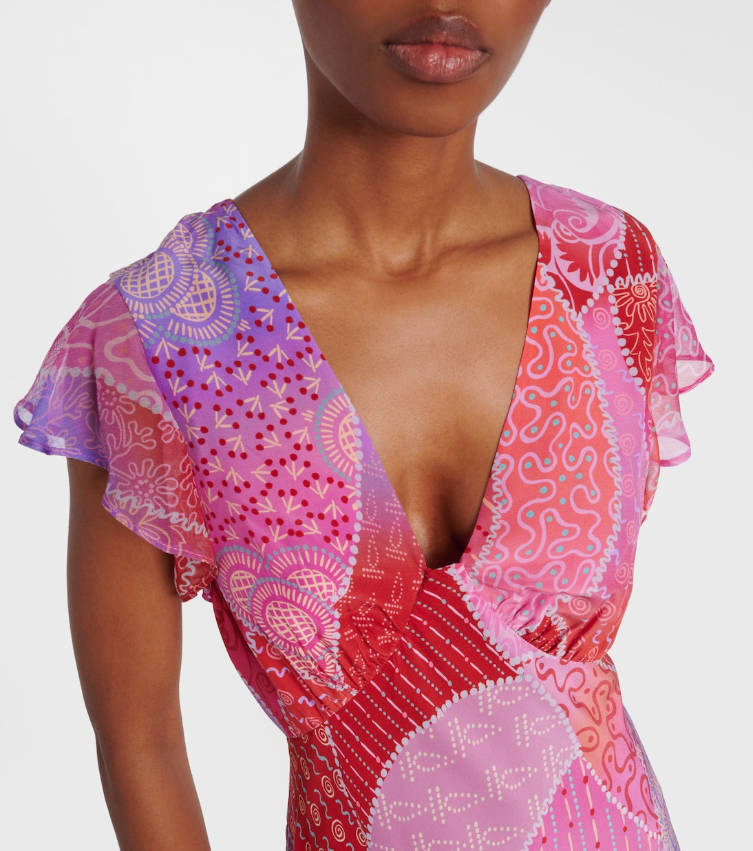 Bedrucktes Maxikleid Meena aus Seide | Rixo