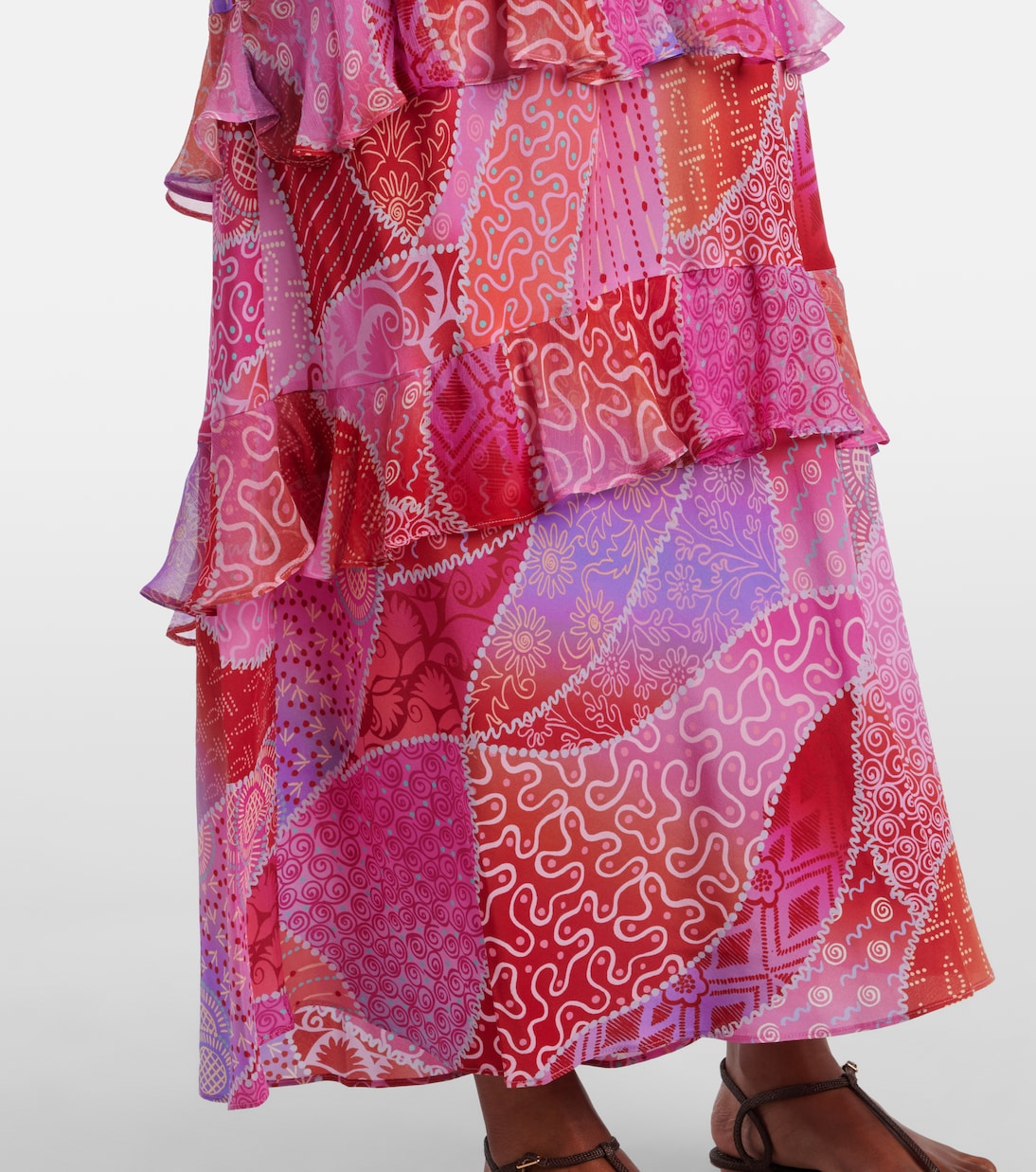 Bedrucktes Maxikleid Meena aus Seide | Rixo