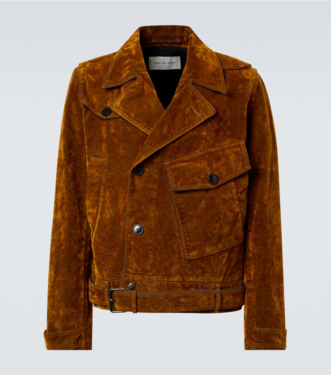 Vassel belted cotton biker jacket | Dries Van Noten