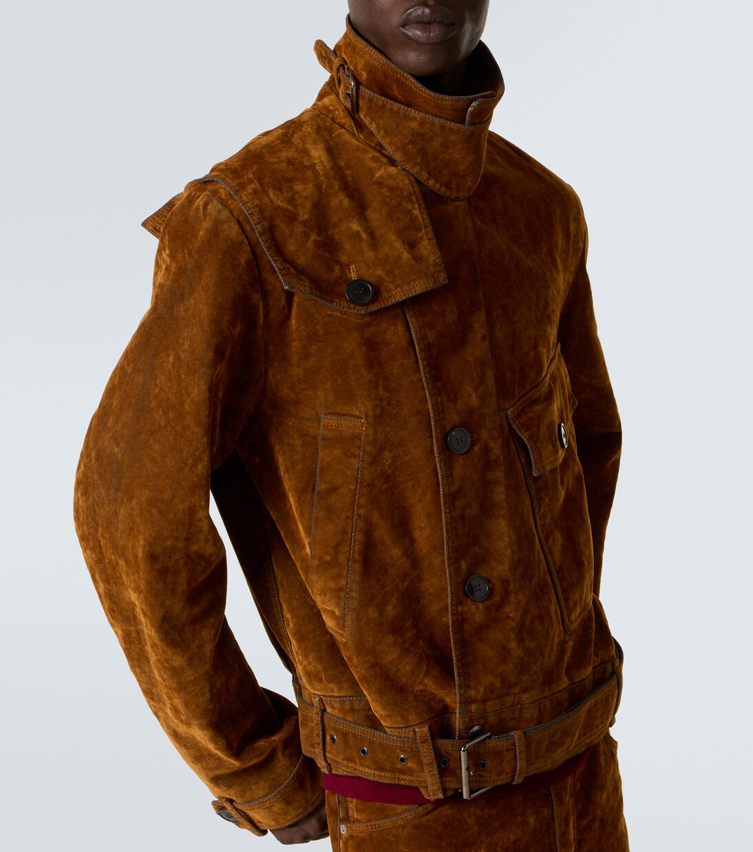 Vassel belted cotton biker jacket | Dries Van Noten