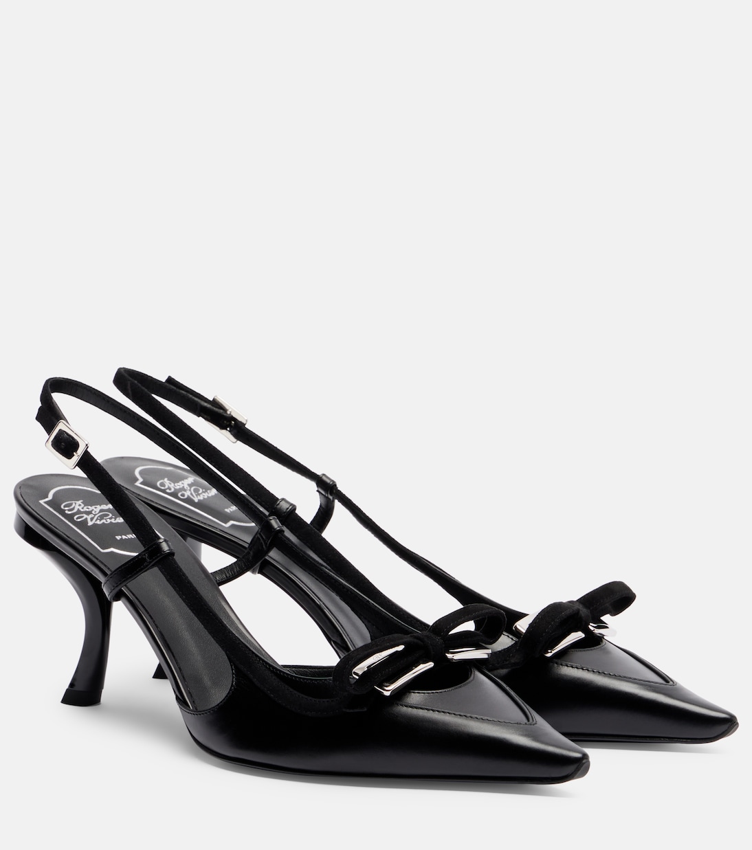 Virgule 75 leather slingback pumps | Roger Vivier