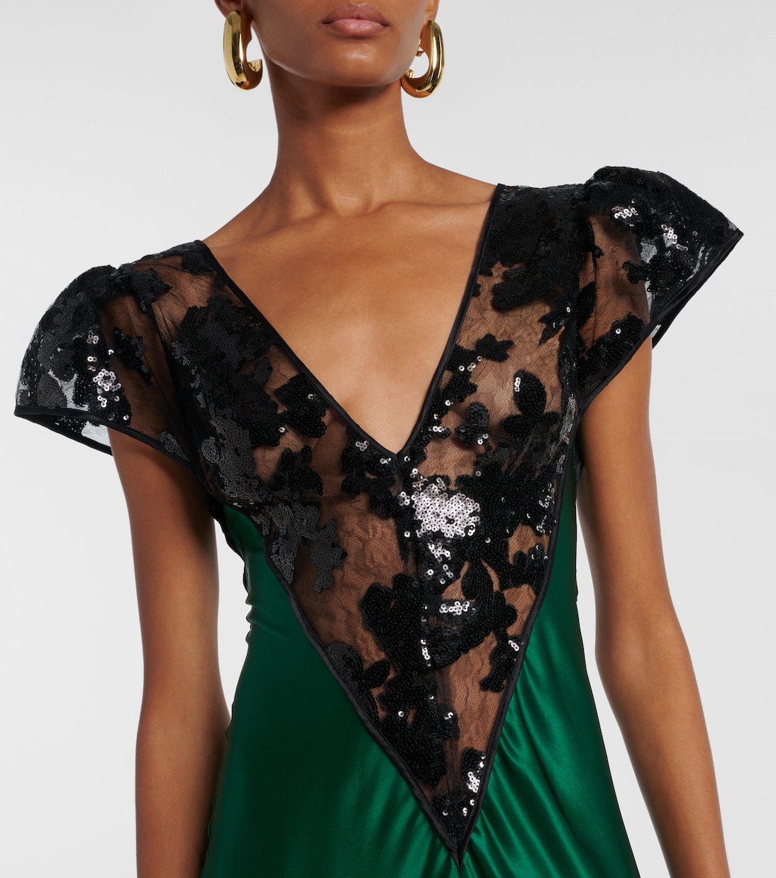 Robe aus Seide mit Spitze und Pailletten | Rodarte