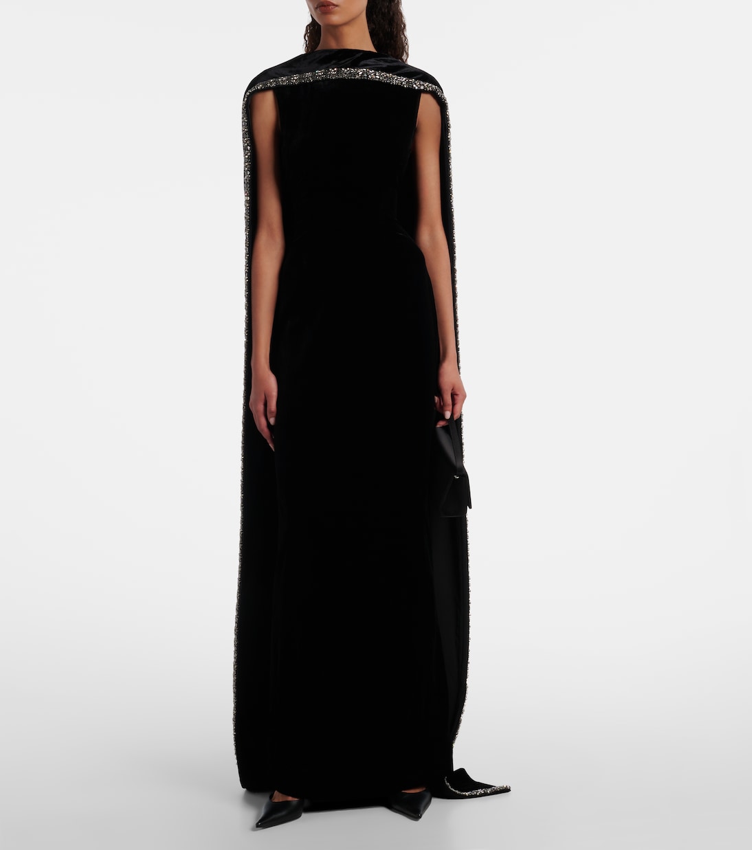 Caped embellished velvet gown | Roland Mouret