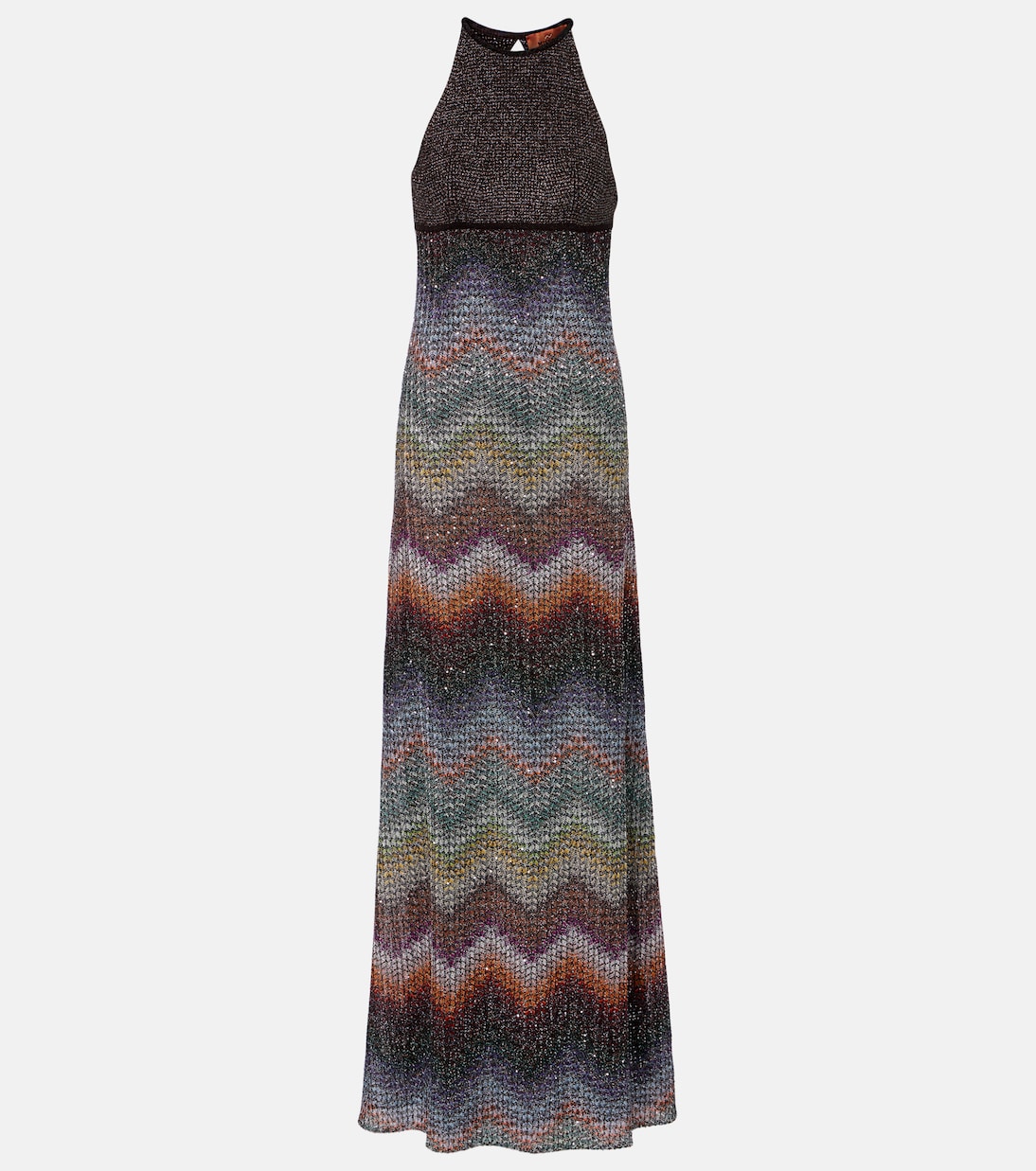 Zigzag halterneck lamé maxi dress | Missoni