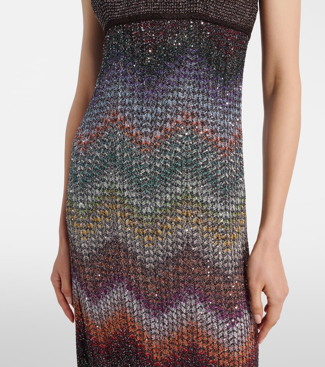 Zigzag halterneck lamé maxi dress | Missoni