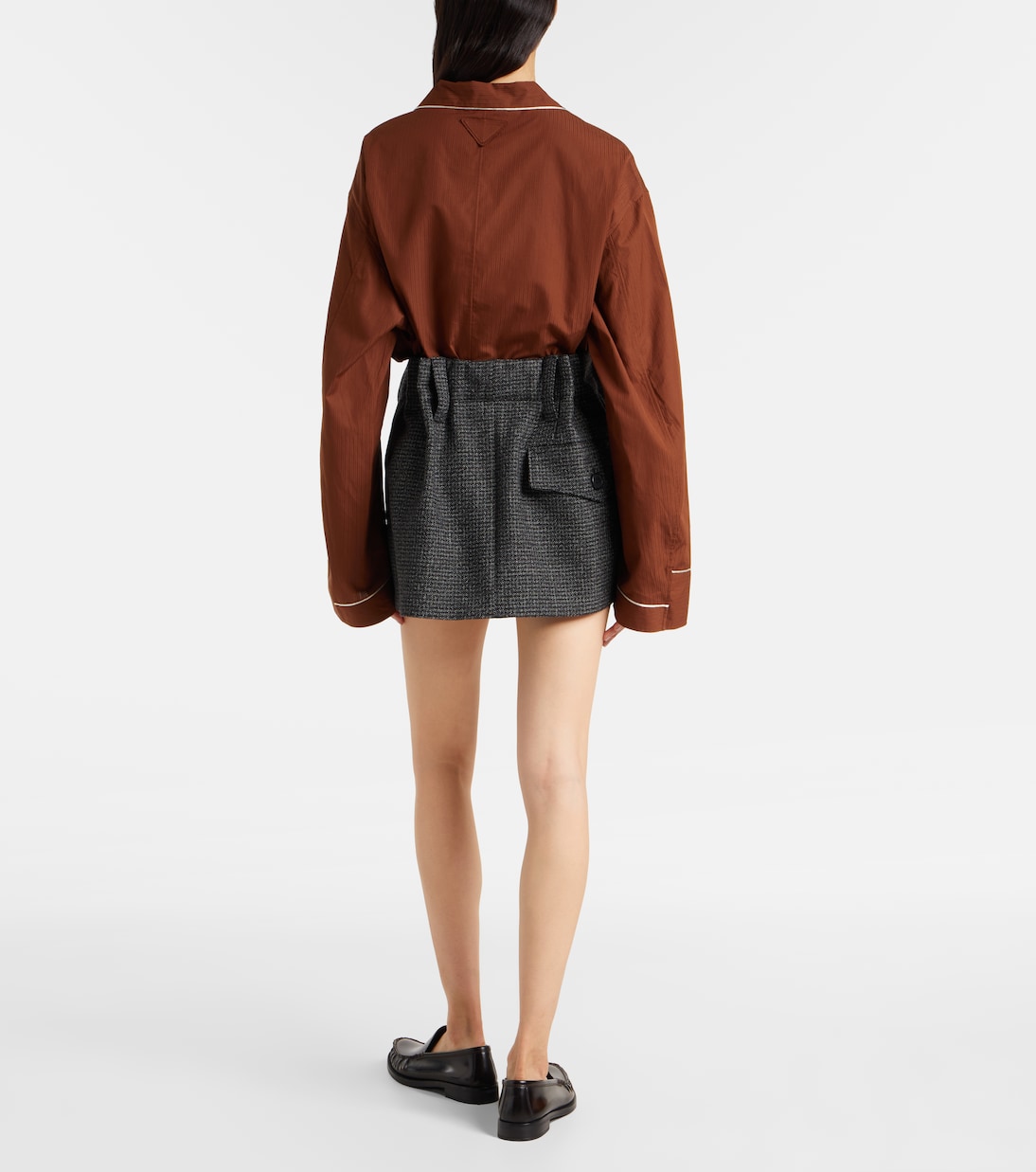 Herringbone virgin wool miniskirt | Prada