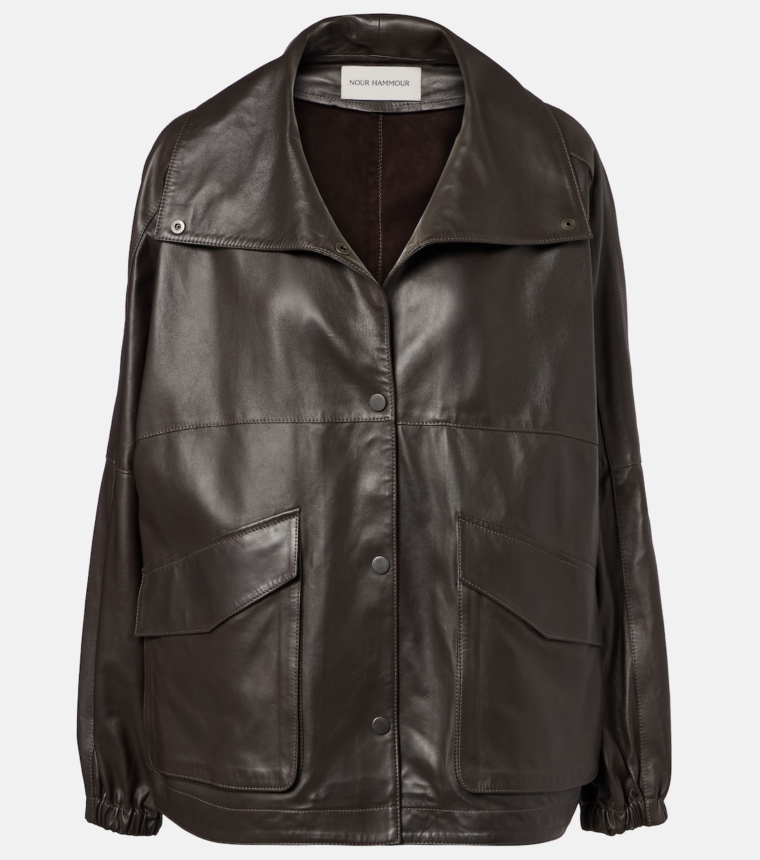 Anorak leather jacket | Nour Hammour