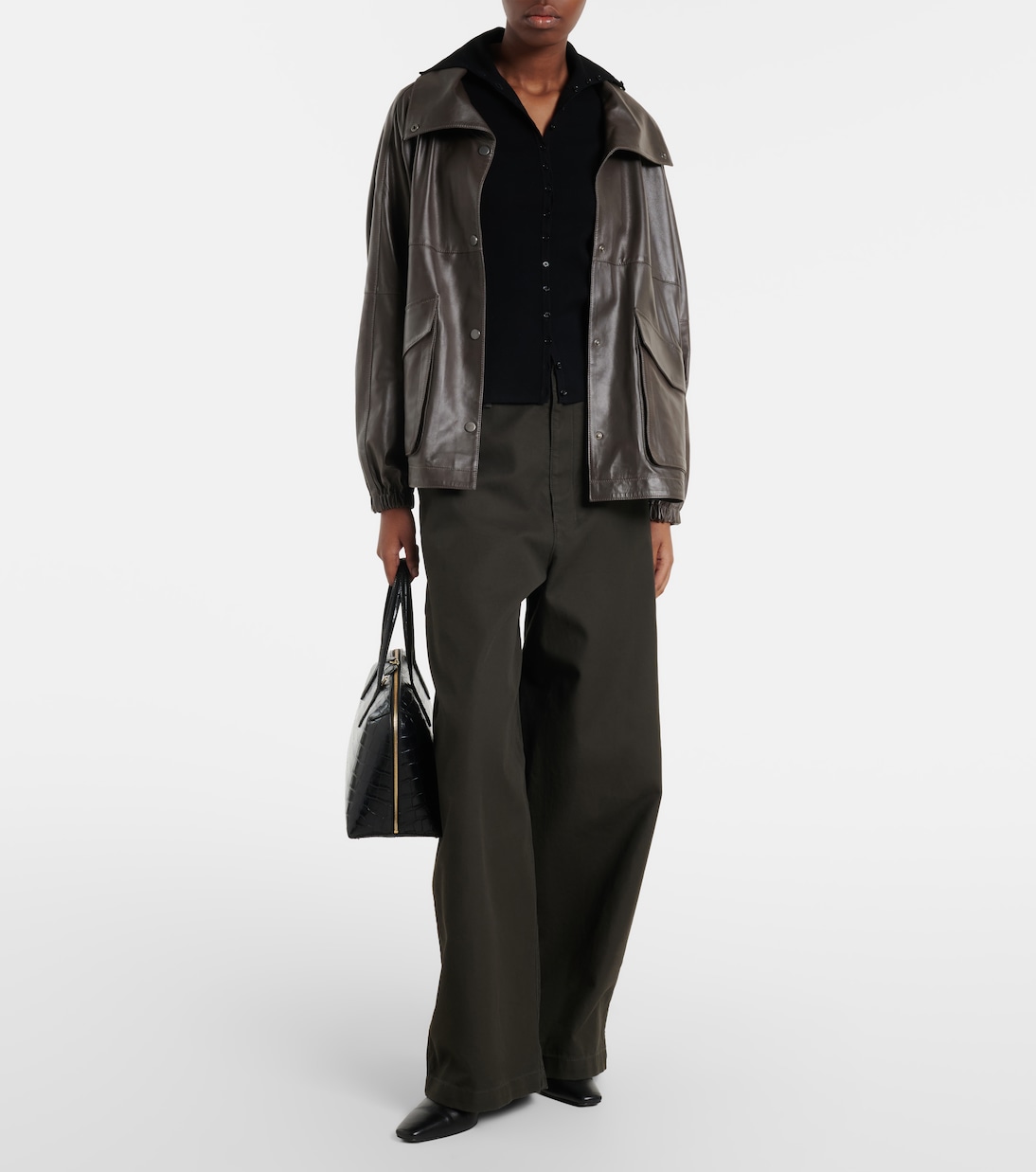 Anorak leather jacket | Nour Hammour