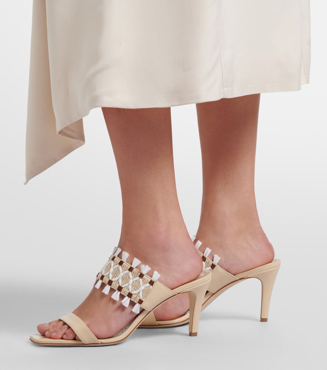 Efeso leather-trimmed woven mules | Manolo Blahnik