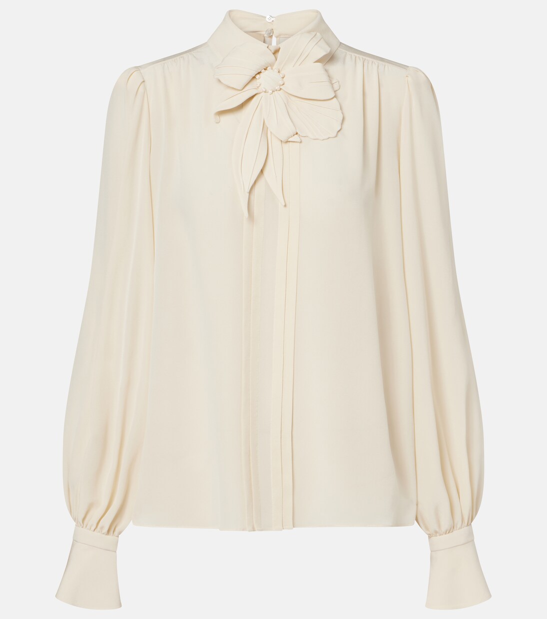 Floral-appliqué silk crêpe de chine blouse | Valentino