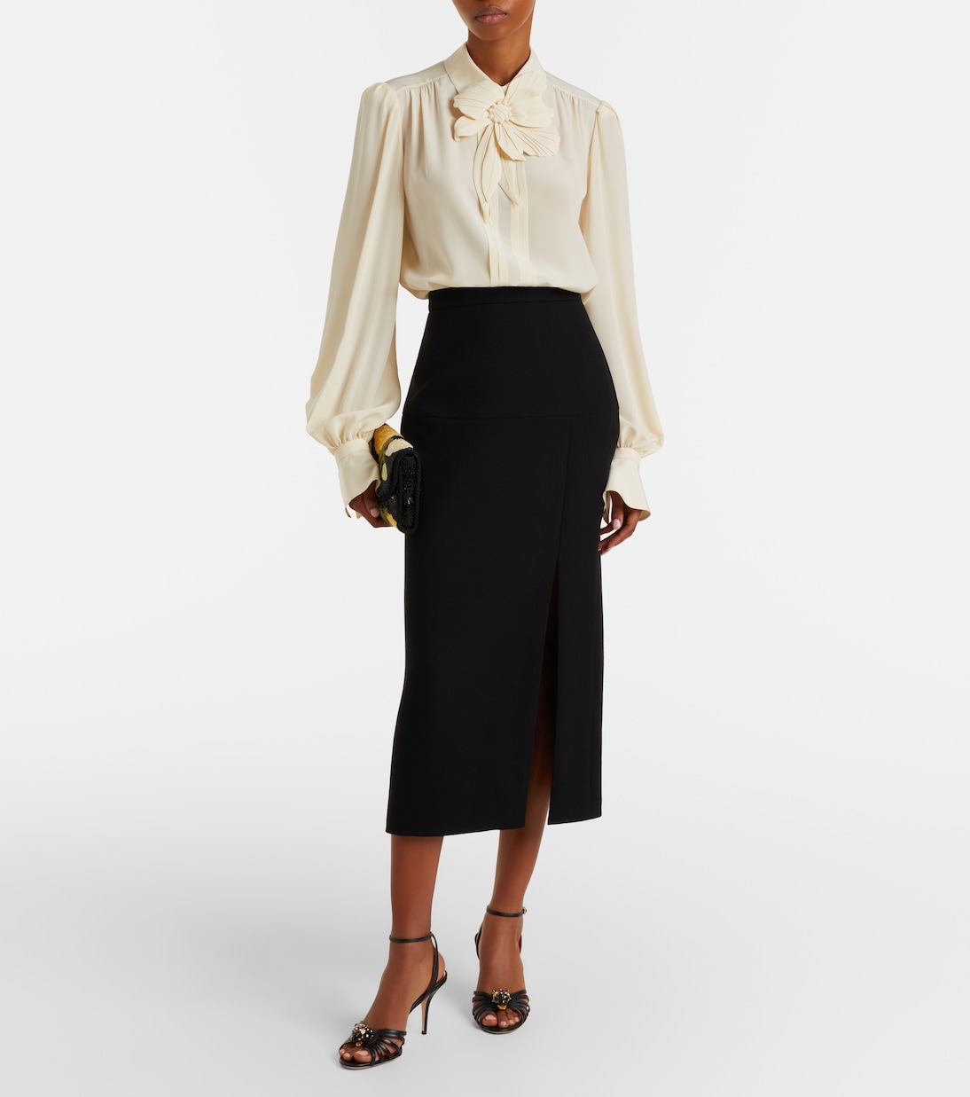 Floral-appliqué silk crêpe de chine blouse | Valentino