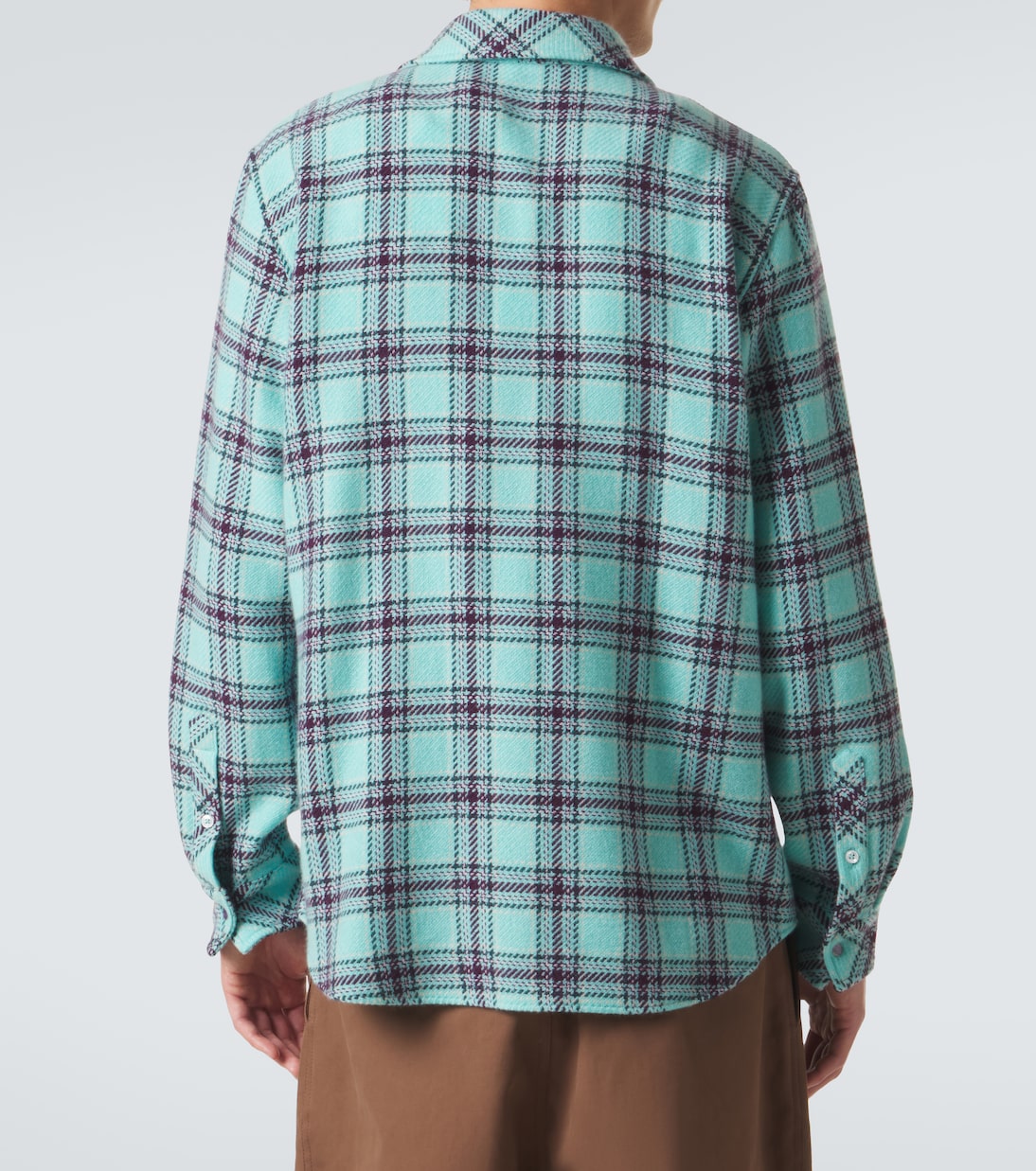 Plaid cashmere shirt with amethyst | God's True Cashmere