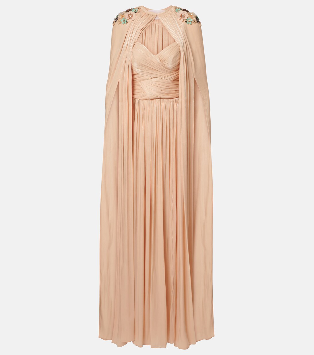 Sireen caped embellished georgette gown | Costarellos