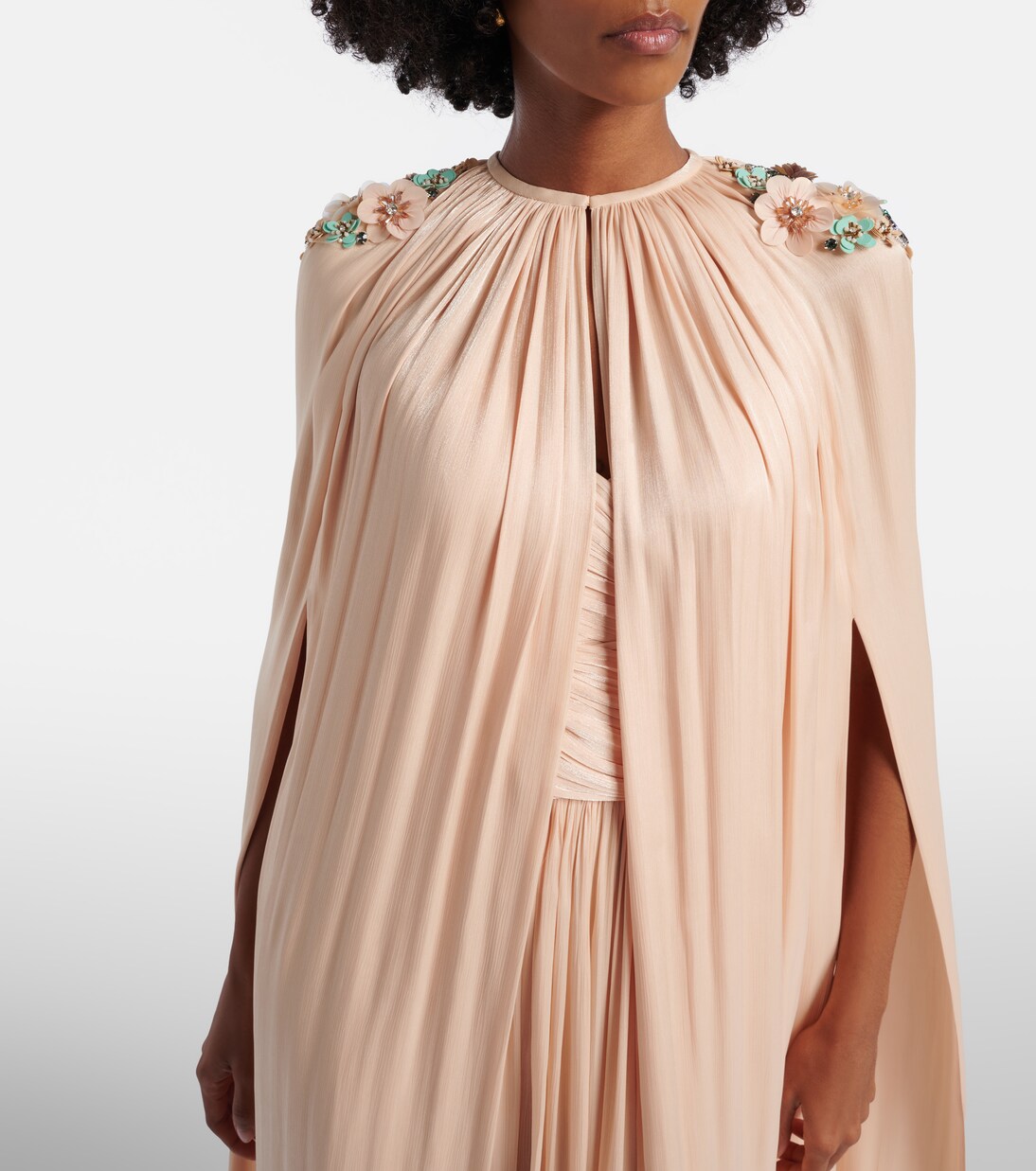 Sireen caped embellished georgette gown | Costarellos