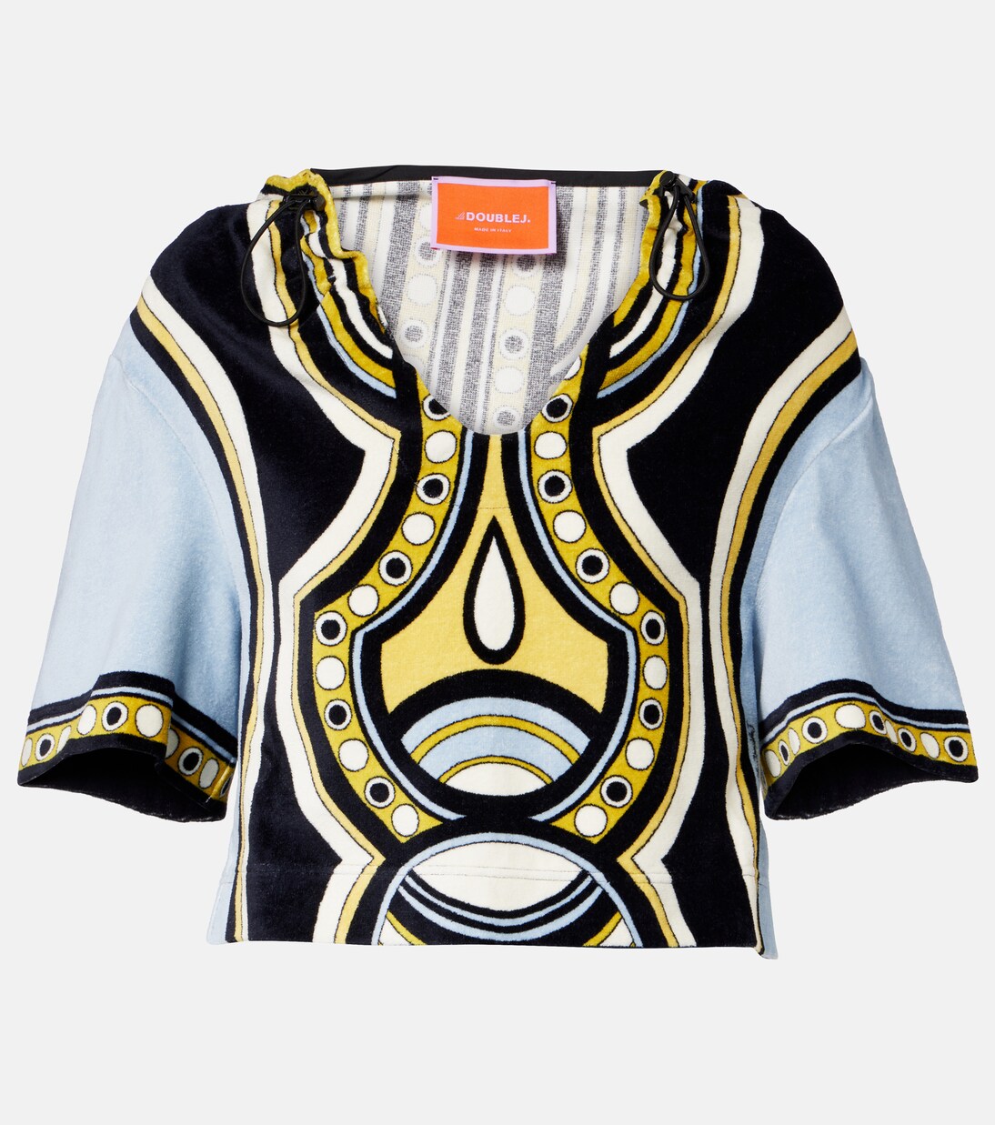 Portal printed hooded cotton terry top | La DoubleJ