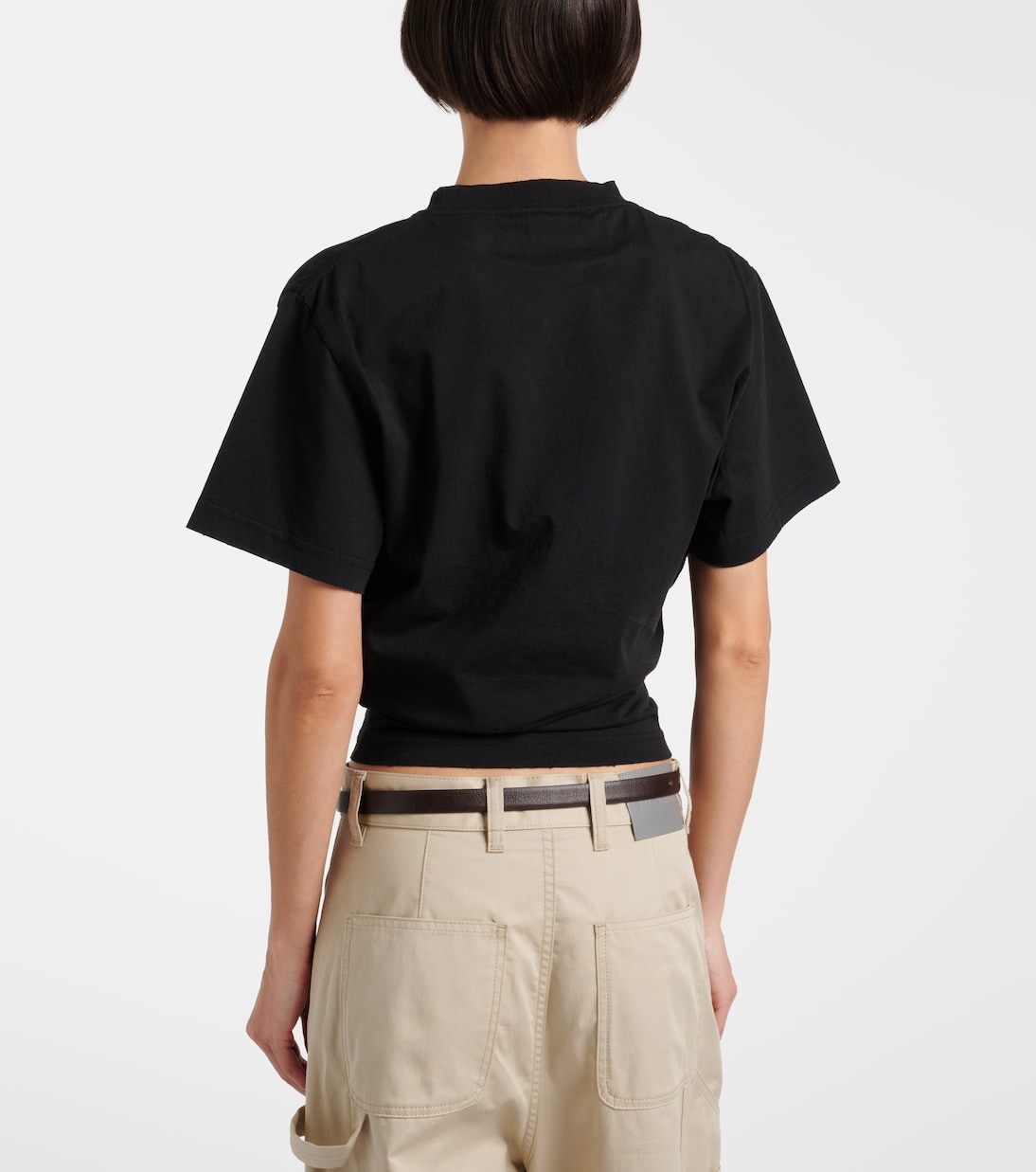 Logo cropped cotton jersey T-shirt | Balenciaga