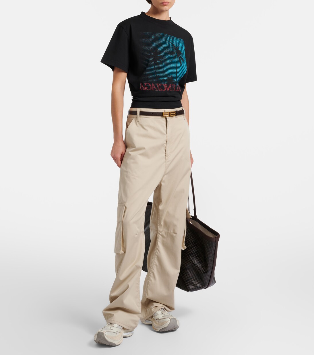 Logo cropped cotton jersey T-shirt | Balenciaga