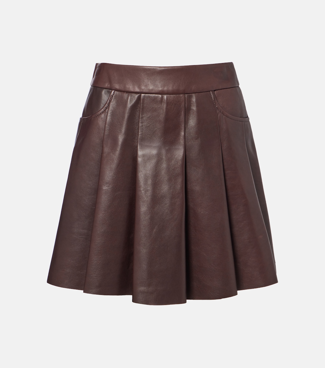 Pleated leather miniskirt | Nour Hammour
