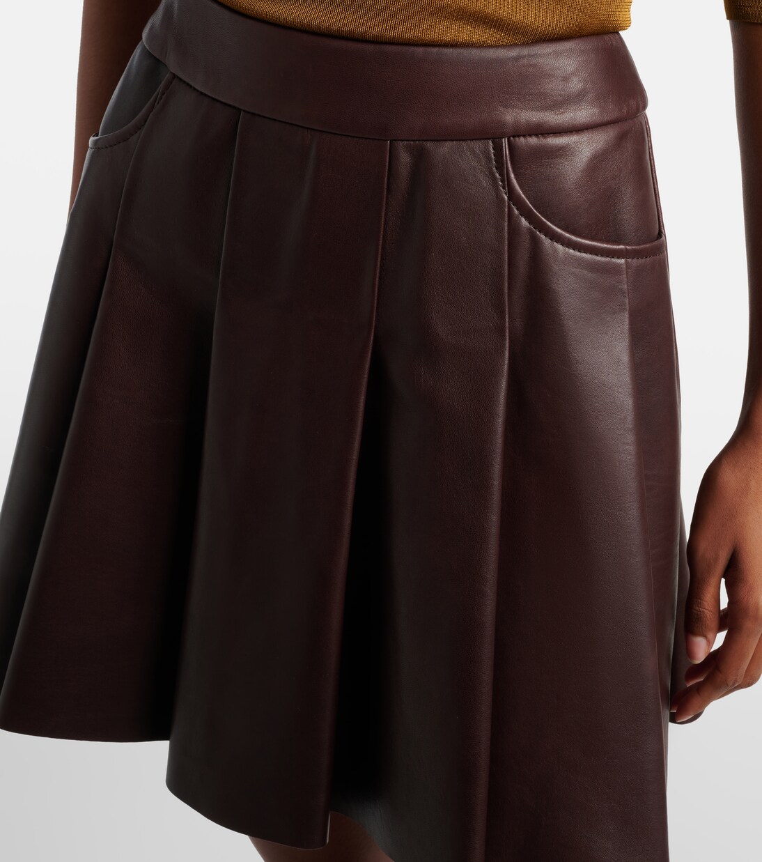 Pleated leather miniskirt | Nour Hammour