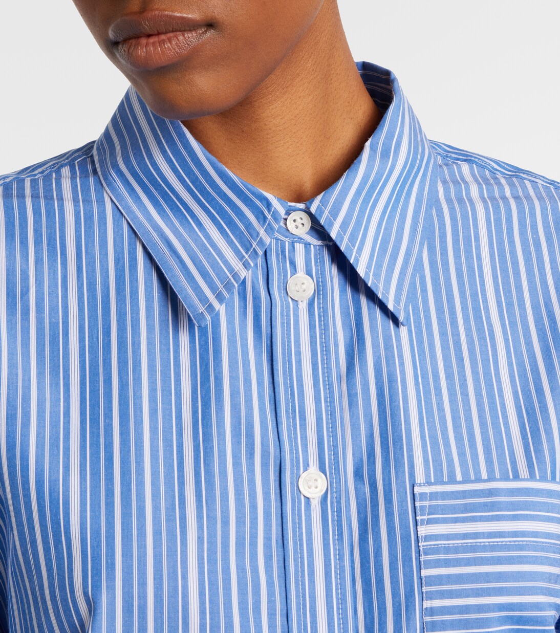 Striped oversized cotton poplin shirt | Ganni