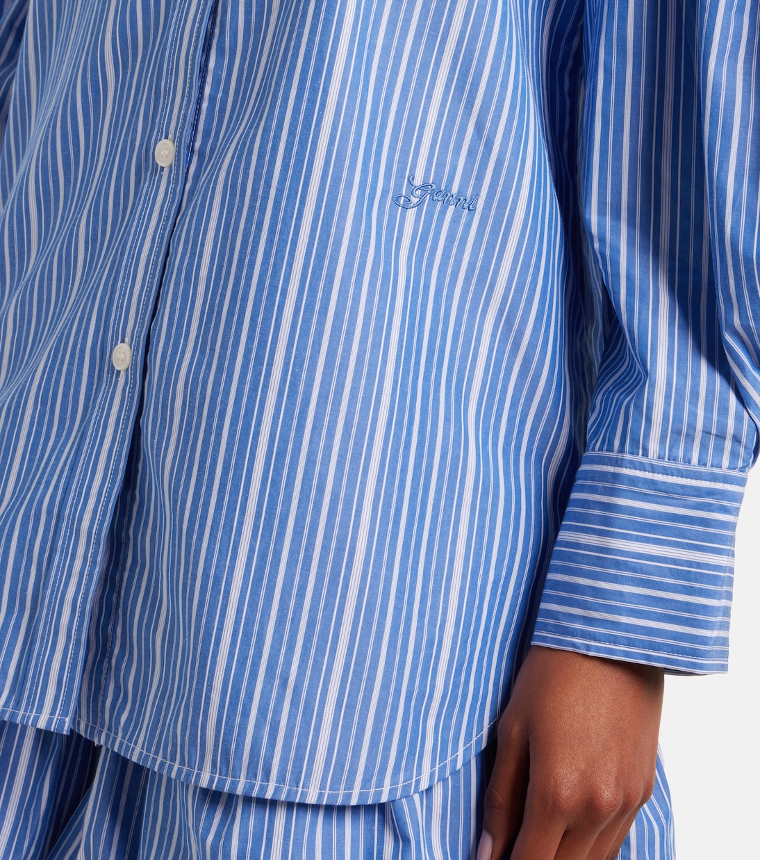 Striped oversized cotton poplin shirt | Ganni
