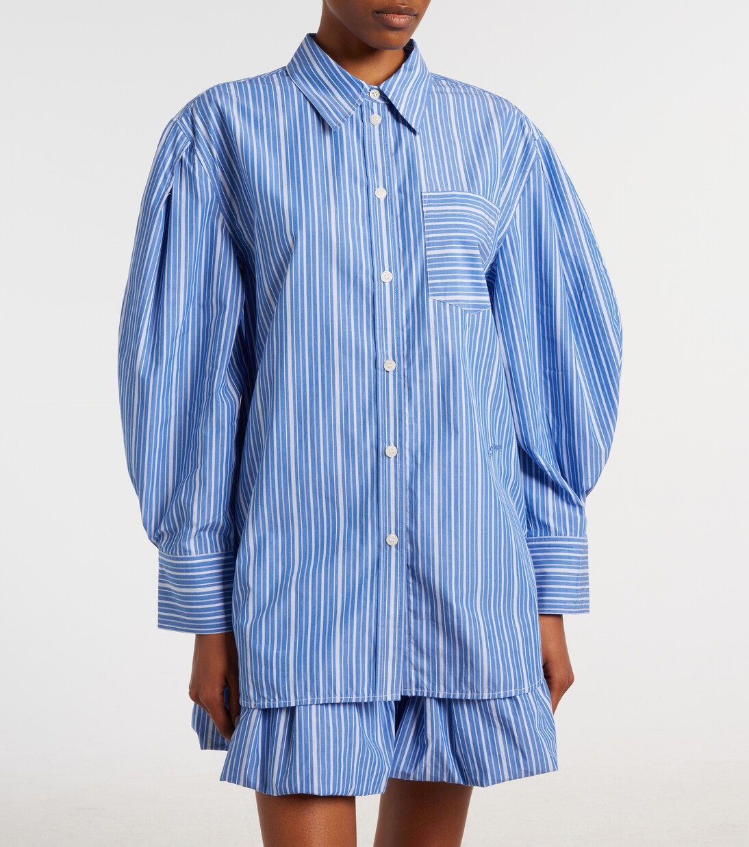 Striped oversized cotton poplin shirt | Ganni