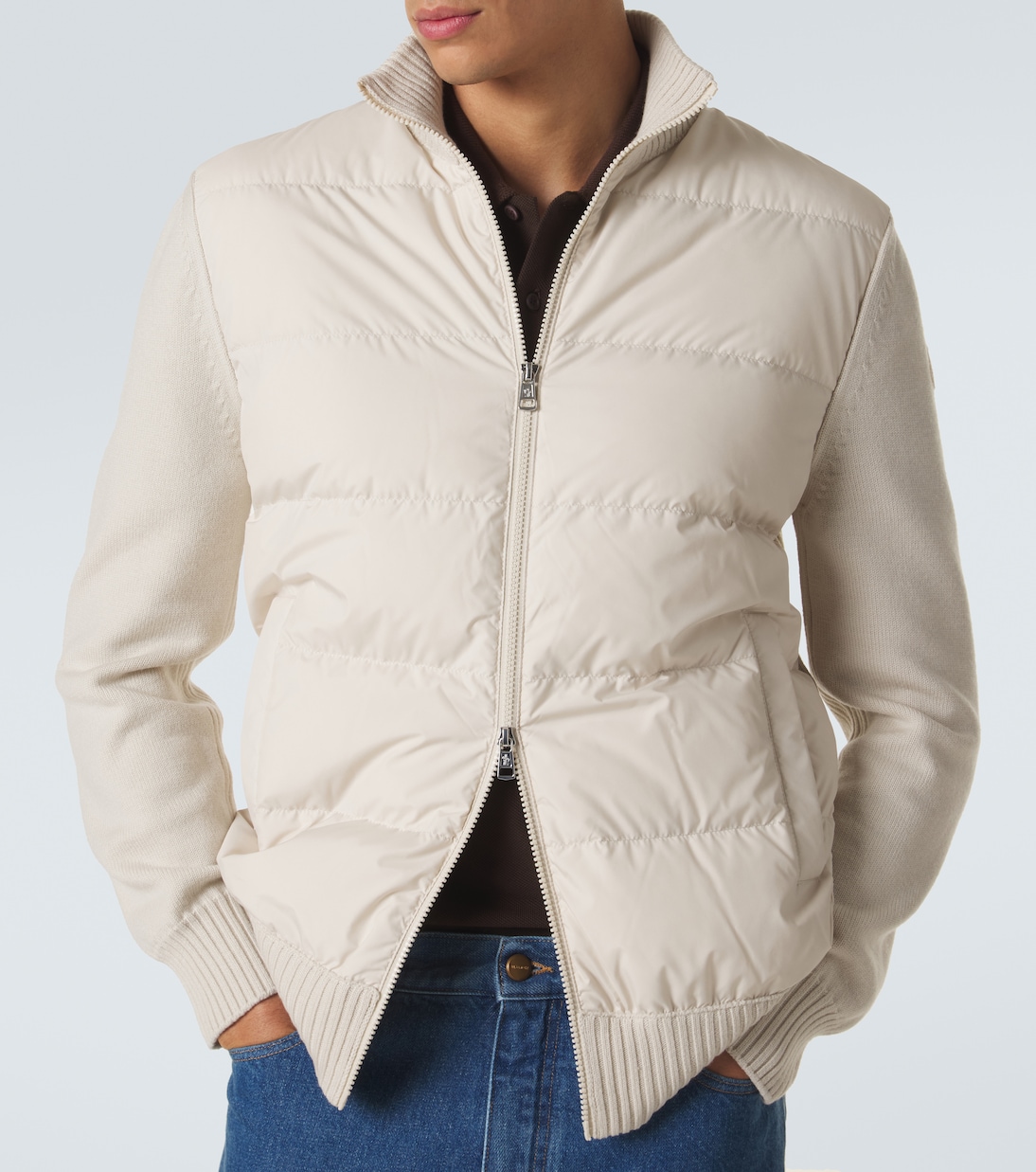 Tricot down-paneled virgin wool cardigan | Moncler