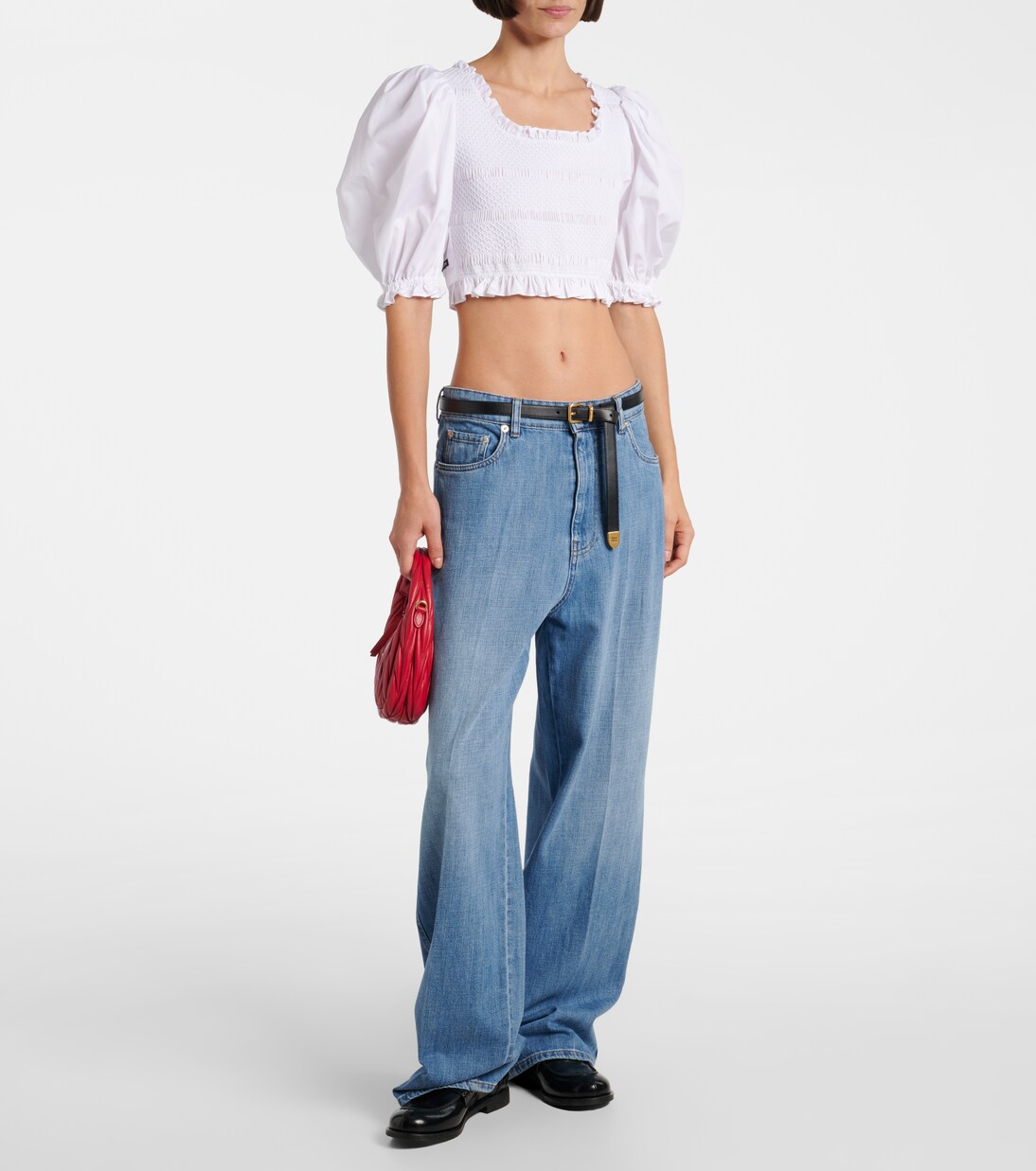 Cropped-Top aus Baumwollpopeline | Miu Miu