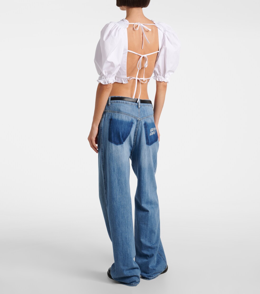Cropped-Top aus Baumwollpopeline | Miu Miu