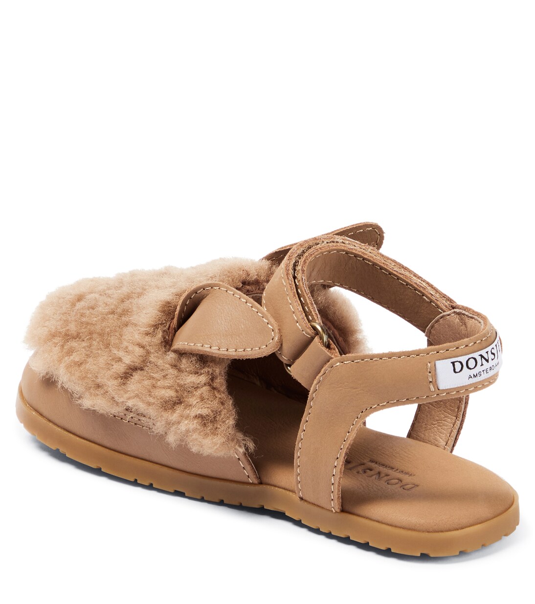 Els shearling-trimmed leather sandals | Donsje