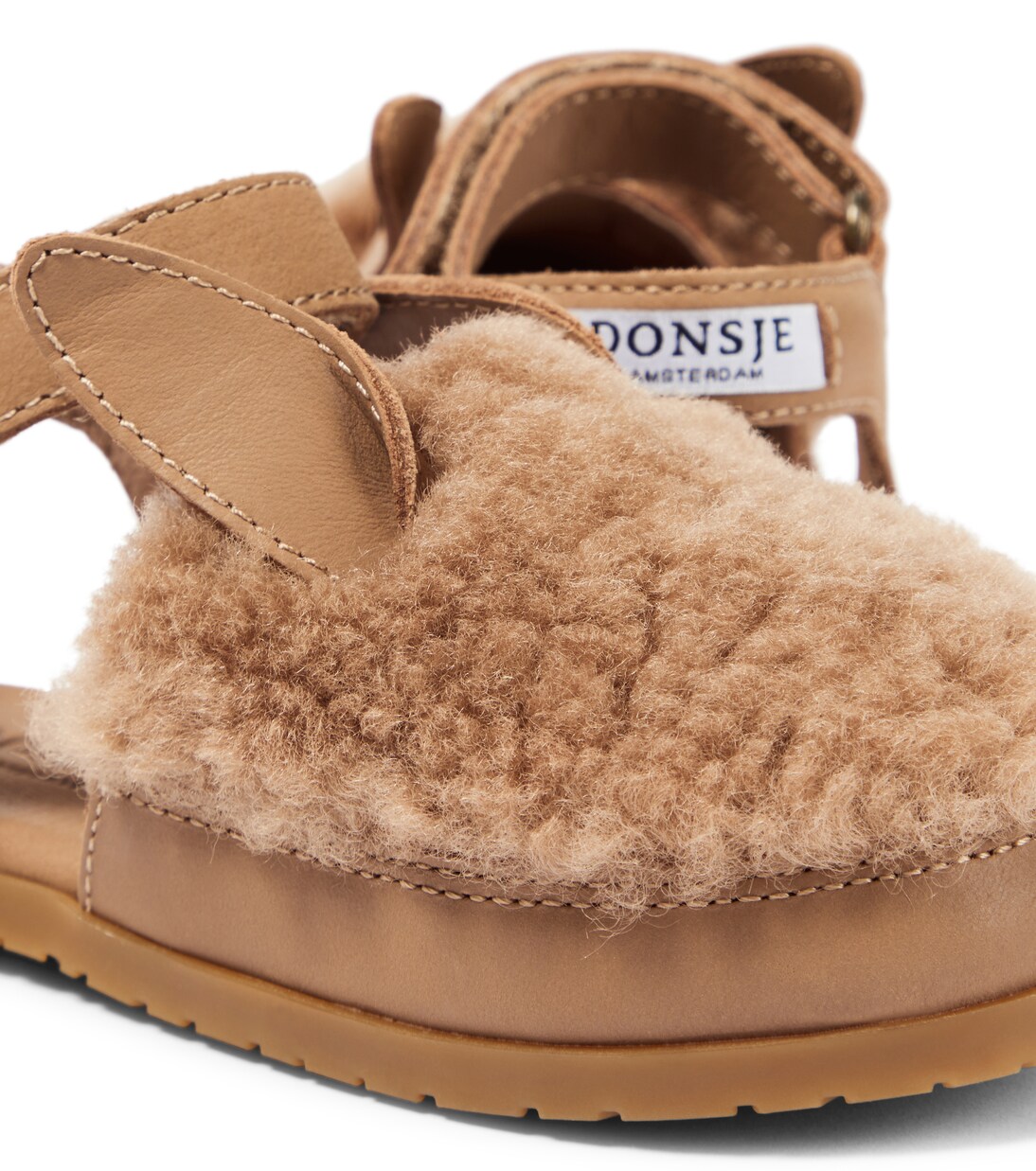 Els shearling-trimmed leather sandals | Donsje