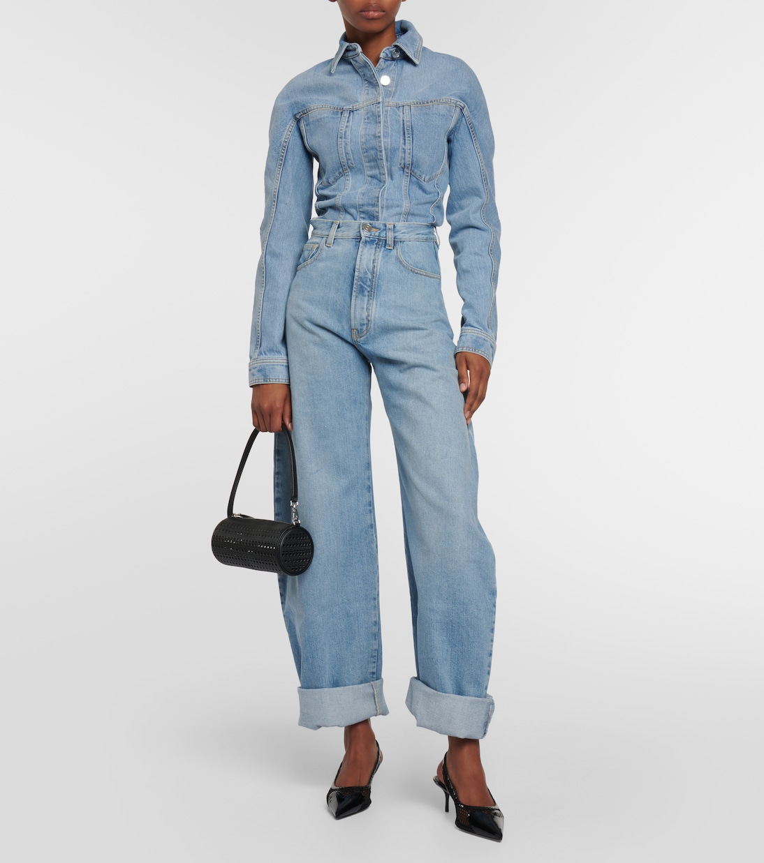 Tube perforated leather shoulder bag | Alaïa