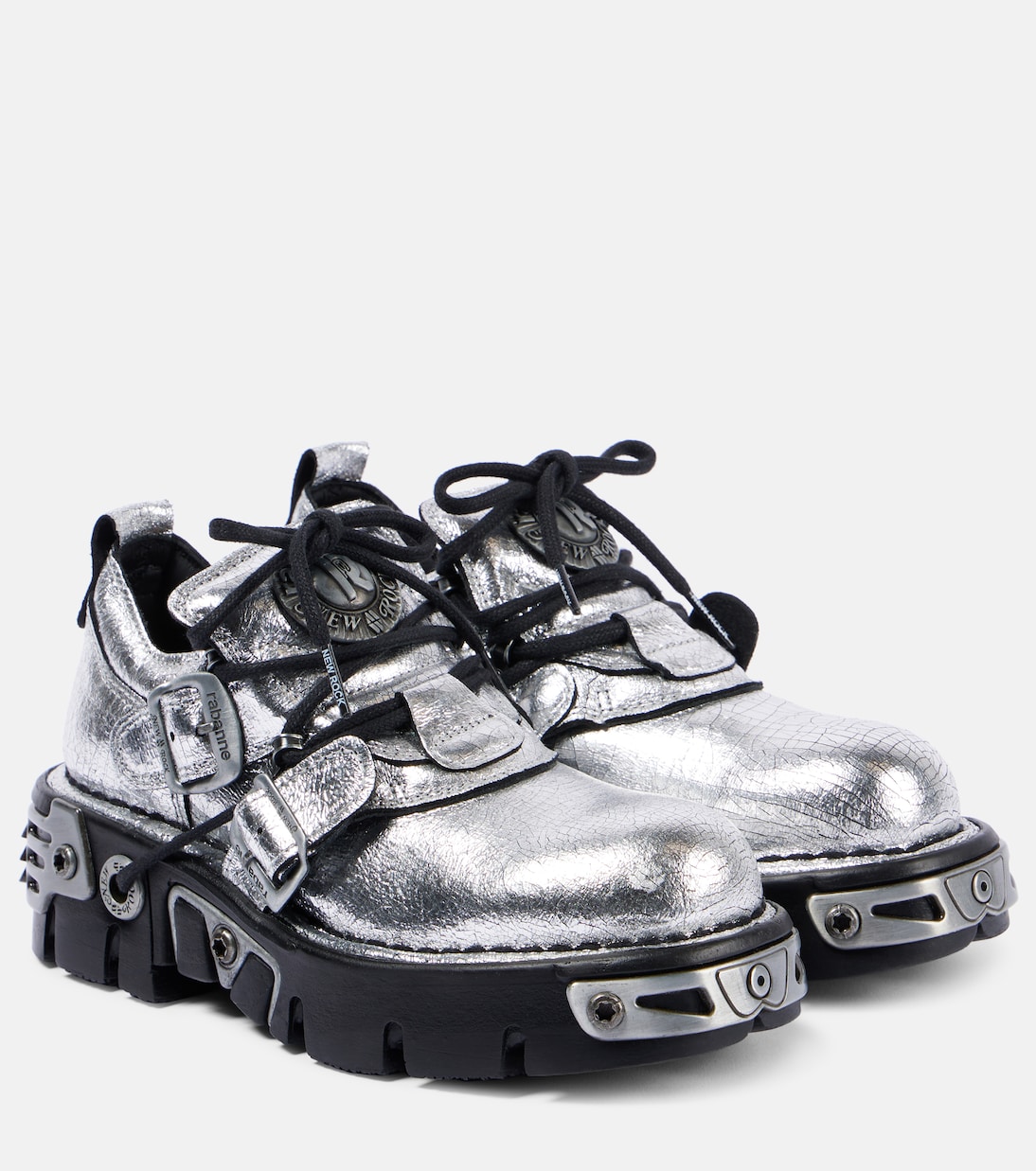 x New Rock embellished leather boots | Rabanne