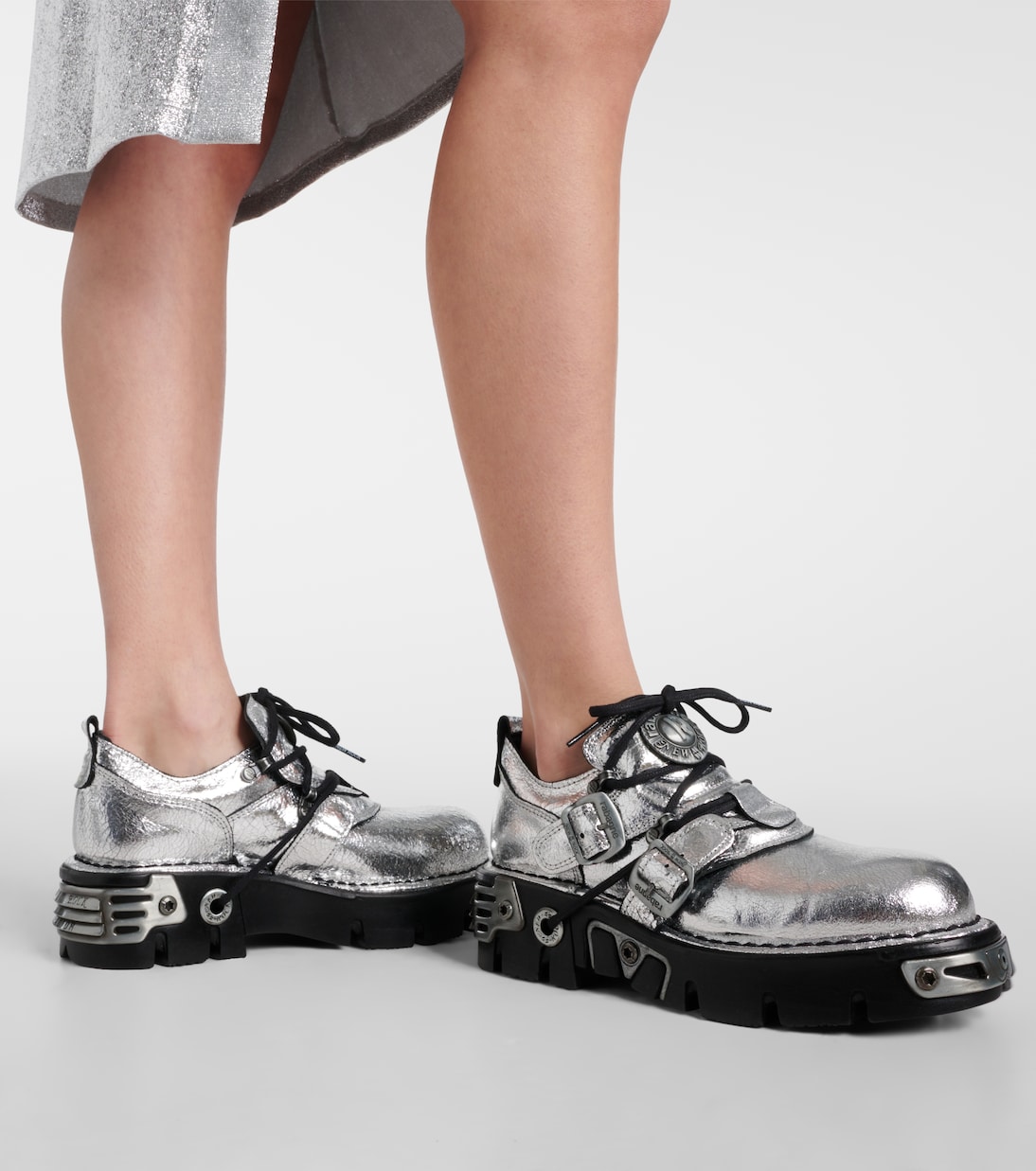 x New Rock embellished leather boots | Rabanne