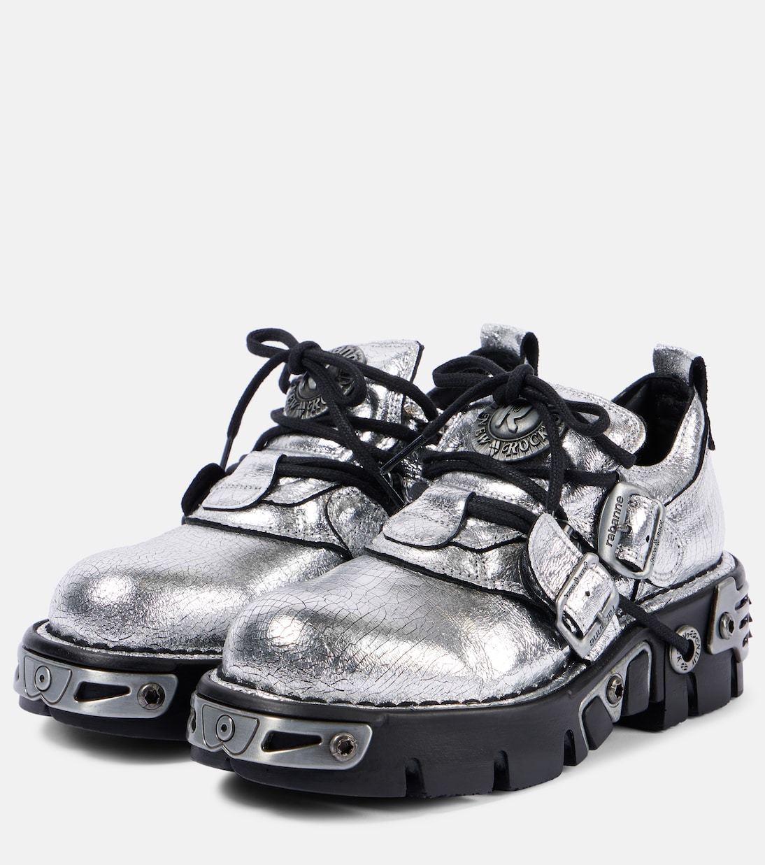 x New Rock embellished leather boots | Rabanne