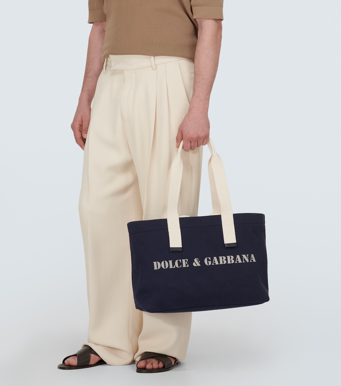 Logo leather-trimmed tote bag | Dolce&Gabbana