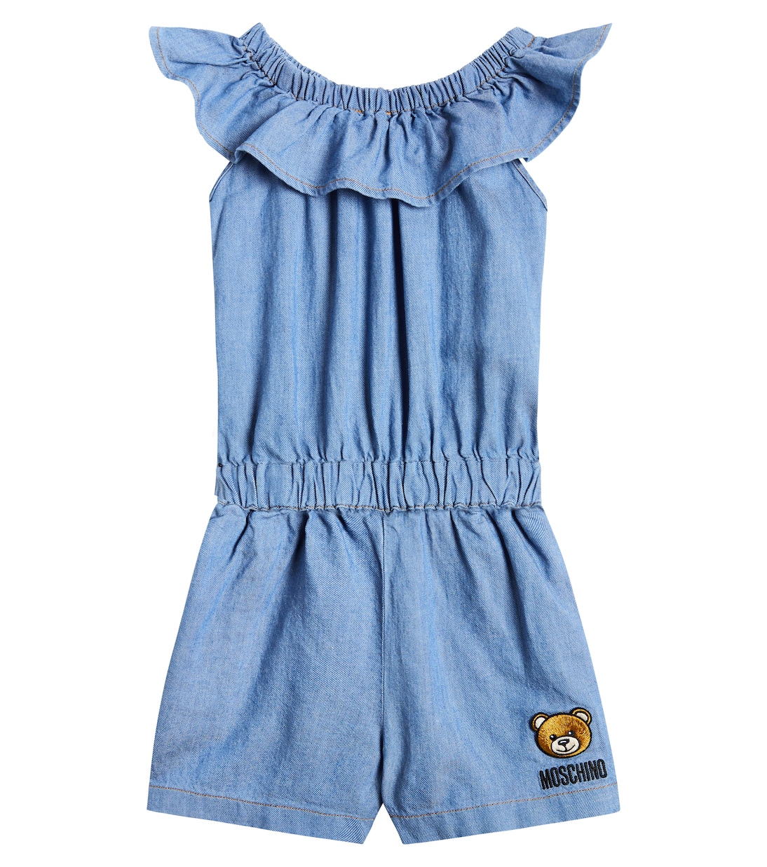 Embroidered denim playsuit | Moschino Kids